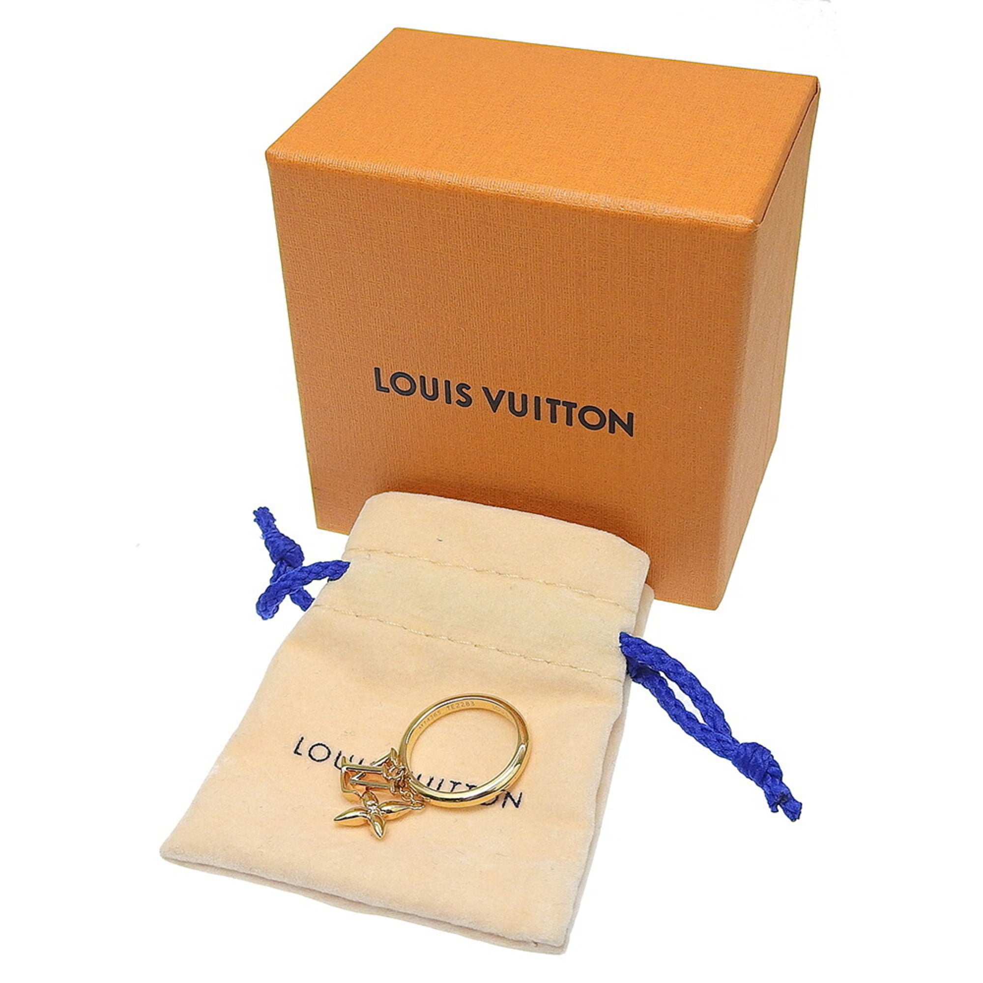 Louis Vuitton Gold Gold Plating Rhinestone Band Ring (Pre-Owned)