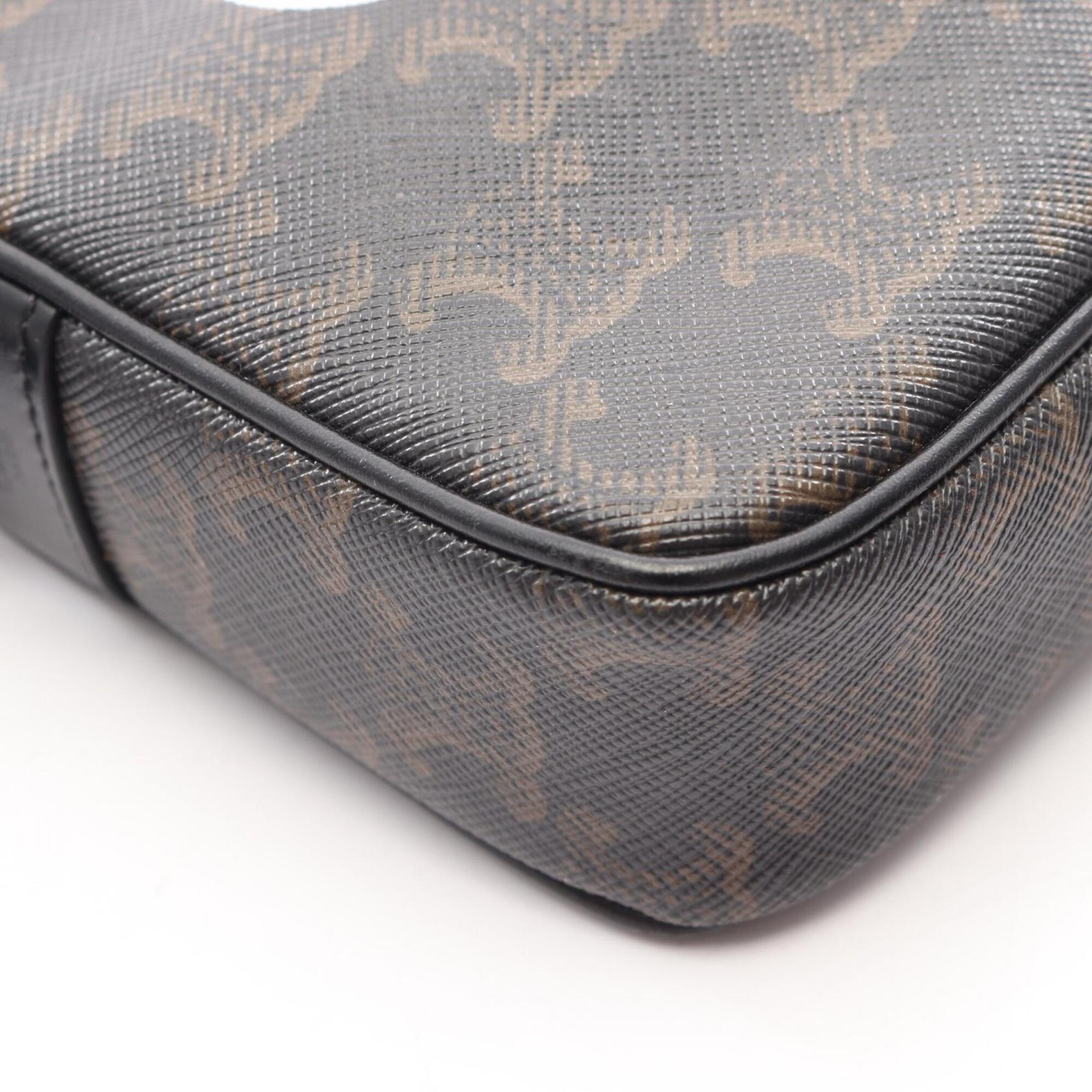 Celine Black Coated Canvas Pvc Leather Handbag Messenger Bag Shoulder Bag (Pre-Owned)