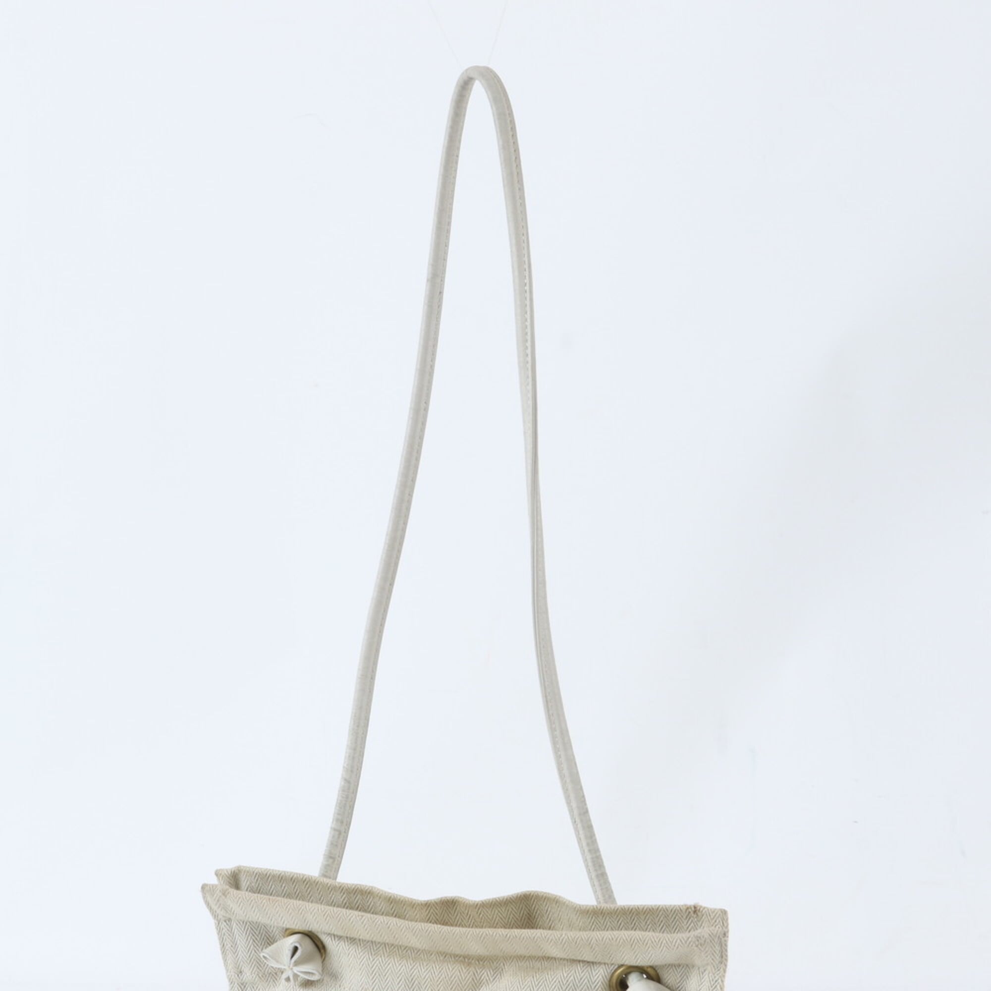 Hermes Aline 2 Beige Leather Canvas Shoulder Bag Tote Bag (Pre-Owned)