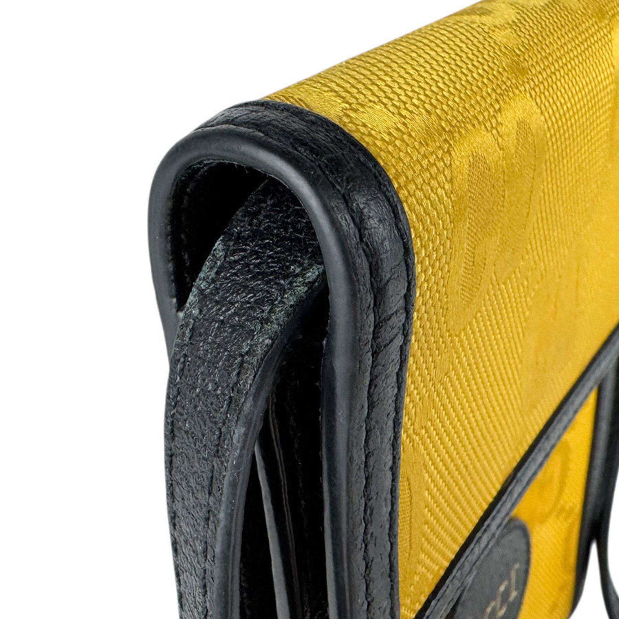 Gucci Black Yellow Nylon Leather Shoulder Bag (Pre-Owned)