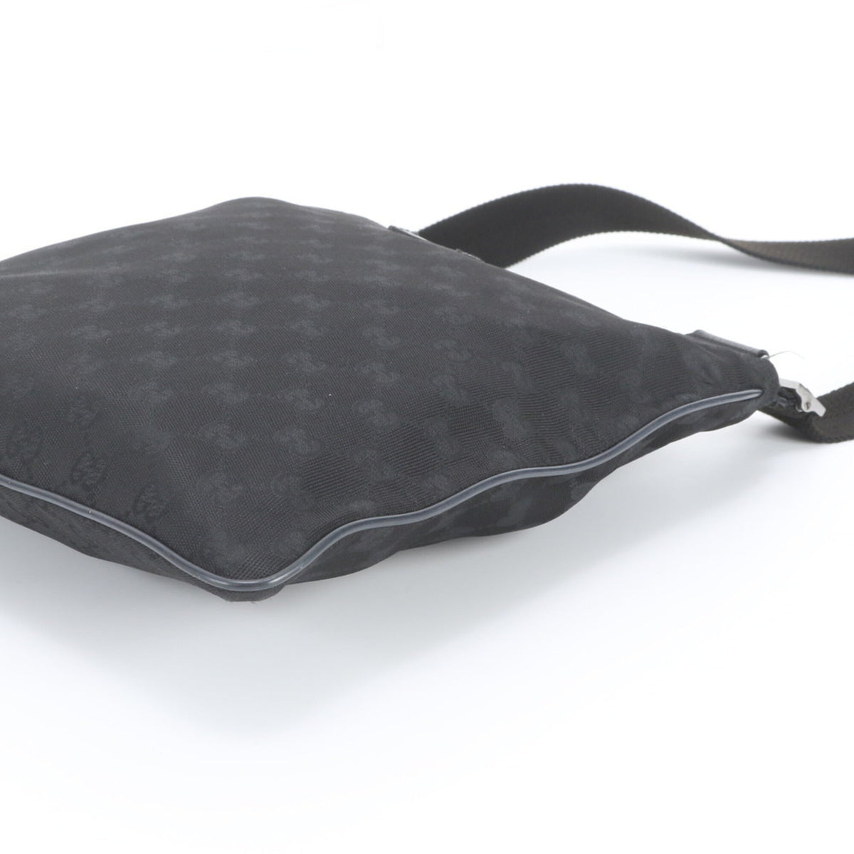 Gucci Black Leather Nylon Messenger Bag Shoulder Bag Tote Bag (Pre-Owned)