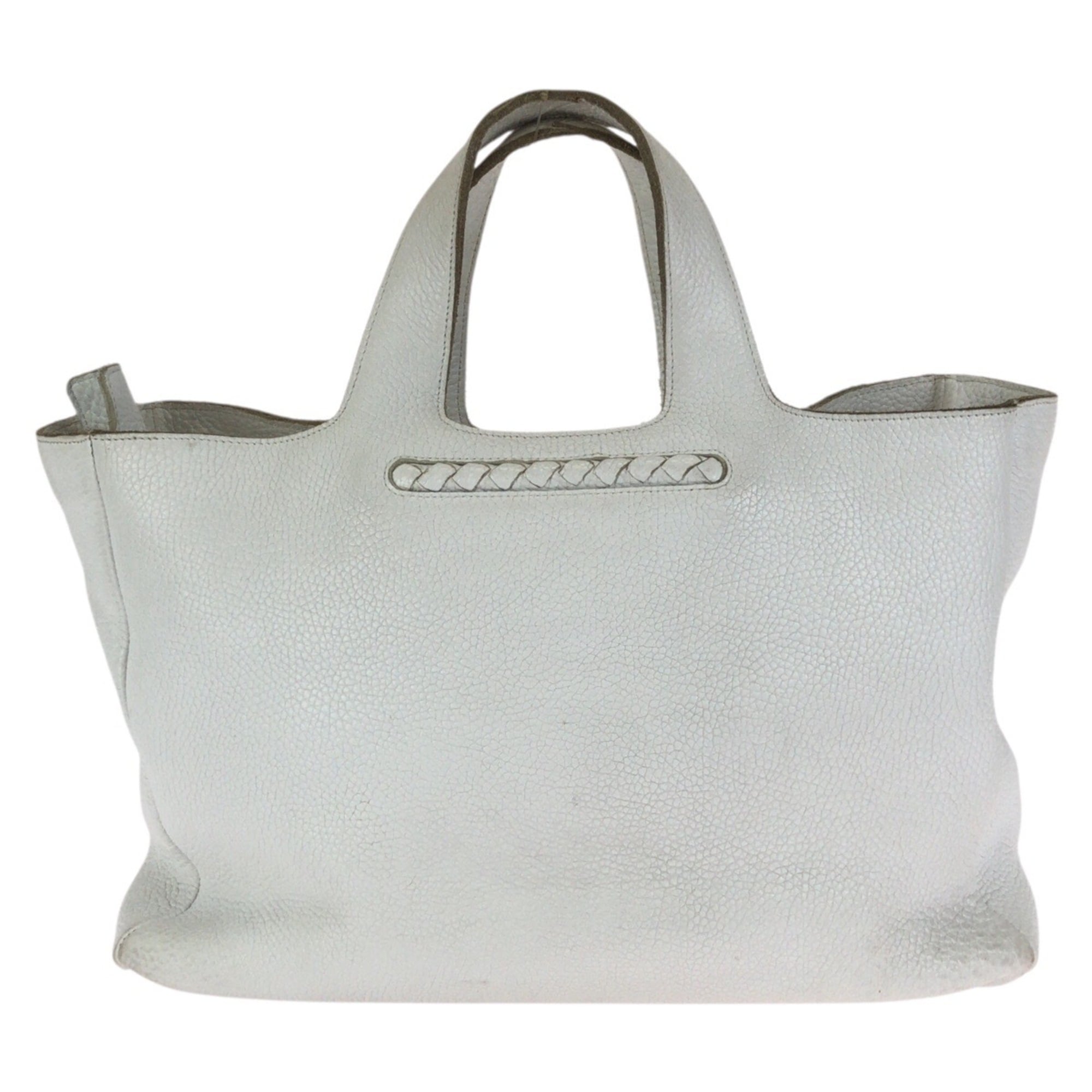 Bottega Veneta White Intrecciato Handbag Tote Bag (Pre-Owned)