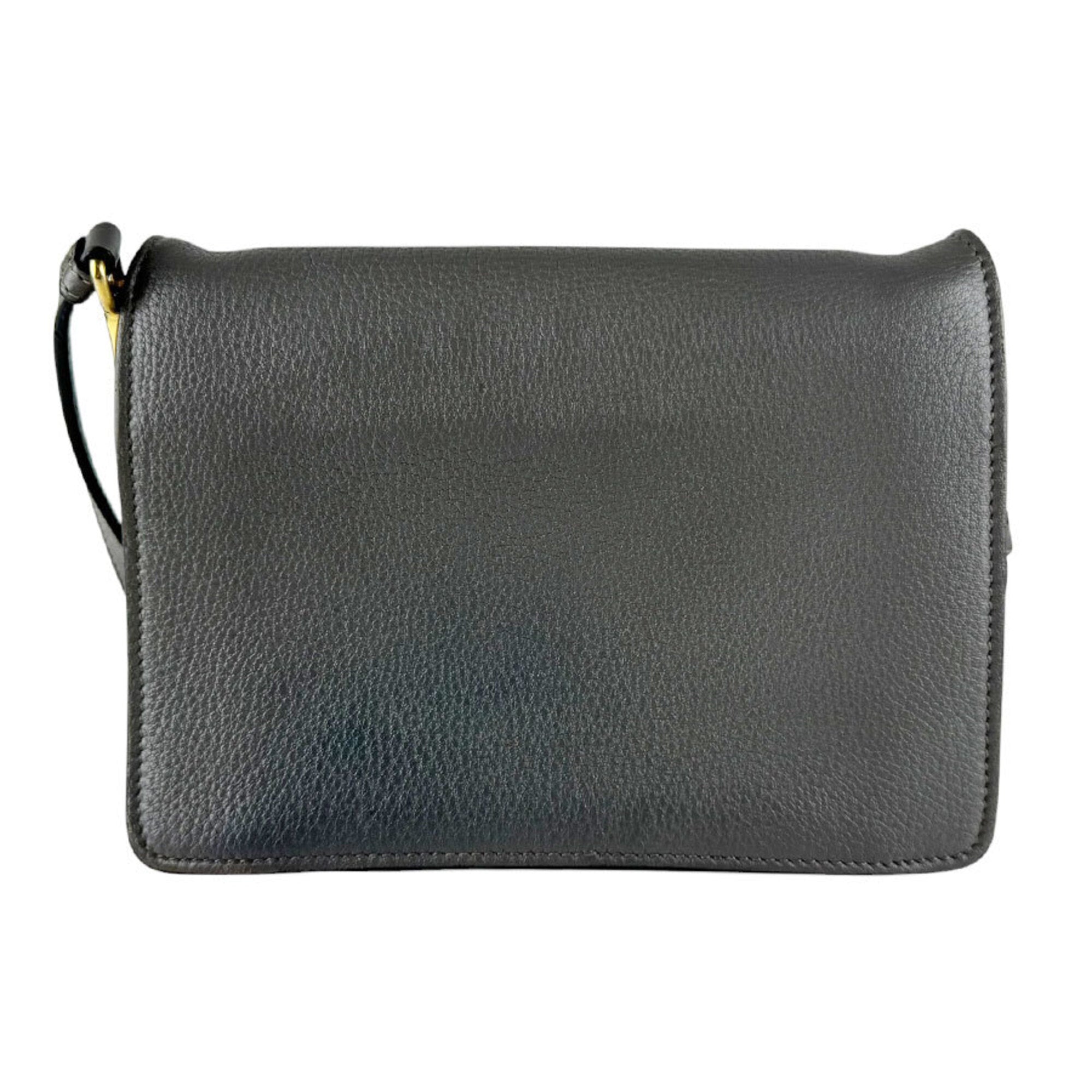 Prada Gray Leather Shoulder Bag (Pre-Owned)