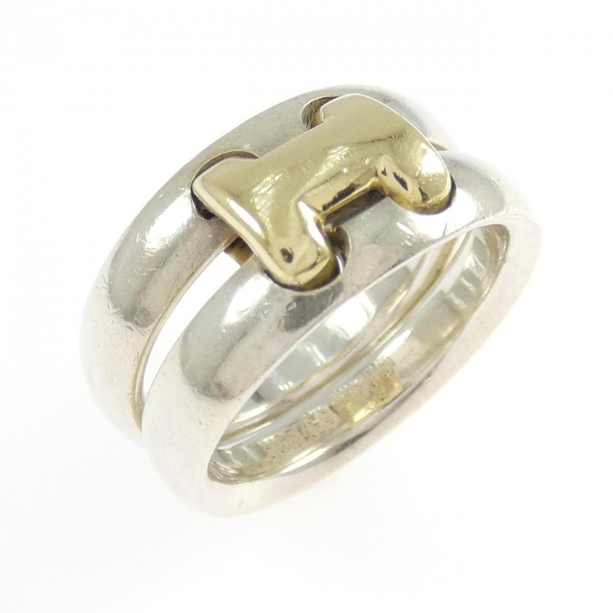 Hermes Silver Yellow Gold Yellow Gold (18K) Silver 925 Band Ring (Pre-Owned)