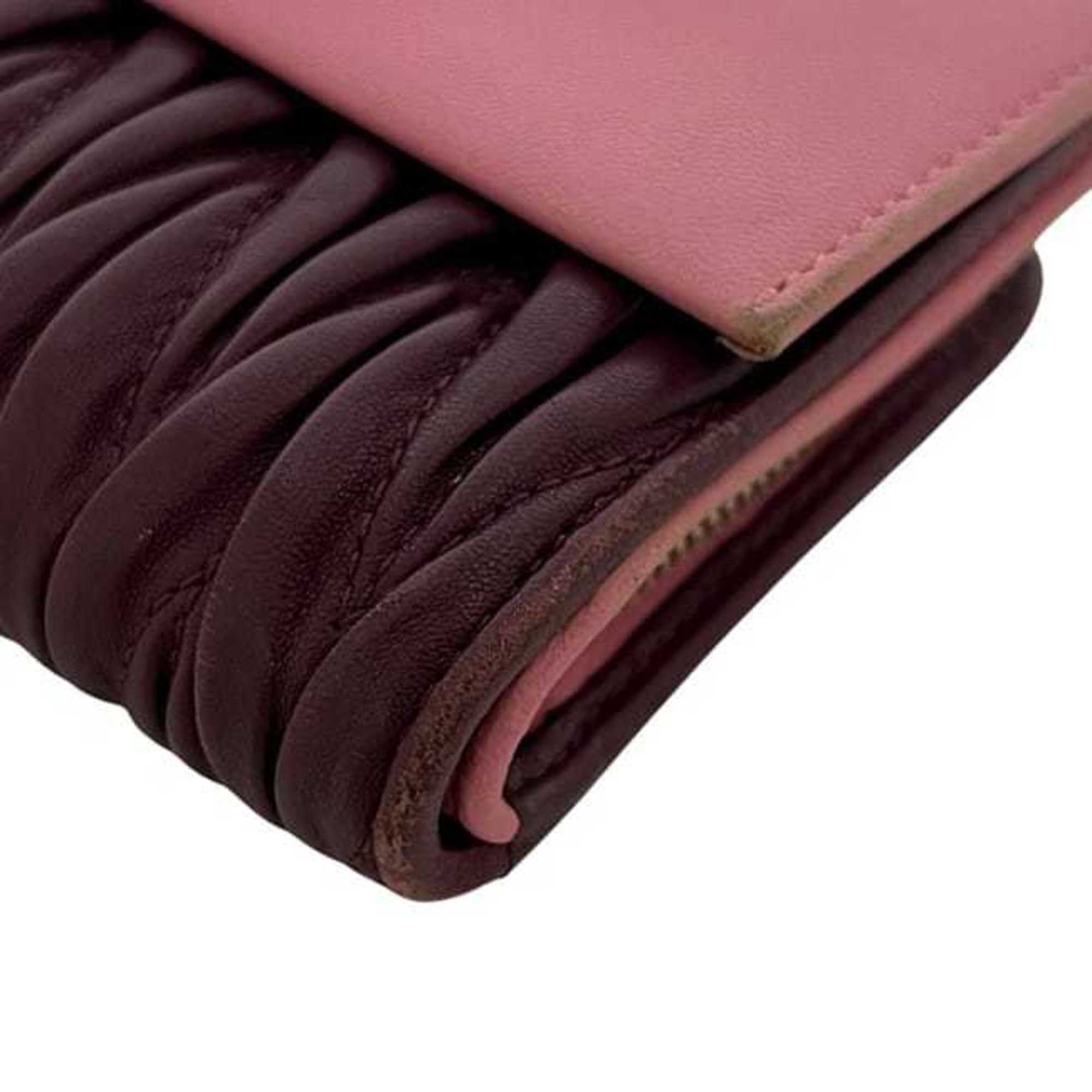 Miu Miu Bordeaux Pink Leather Wallet (Tri-Fold) (Pre-Owned)