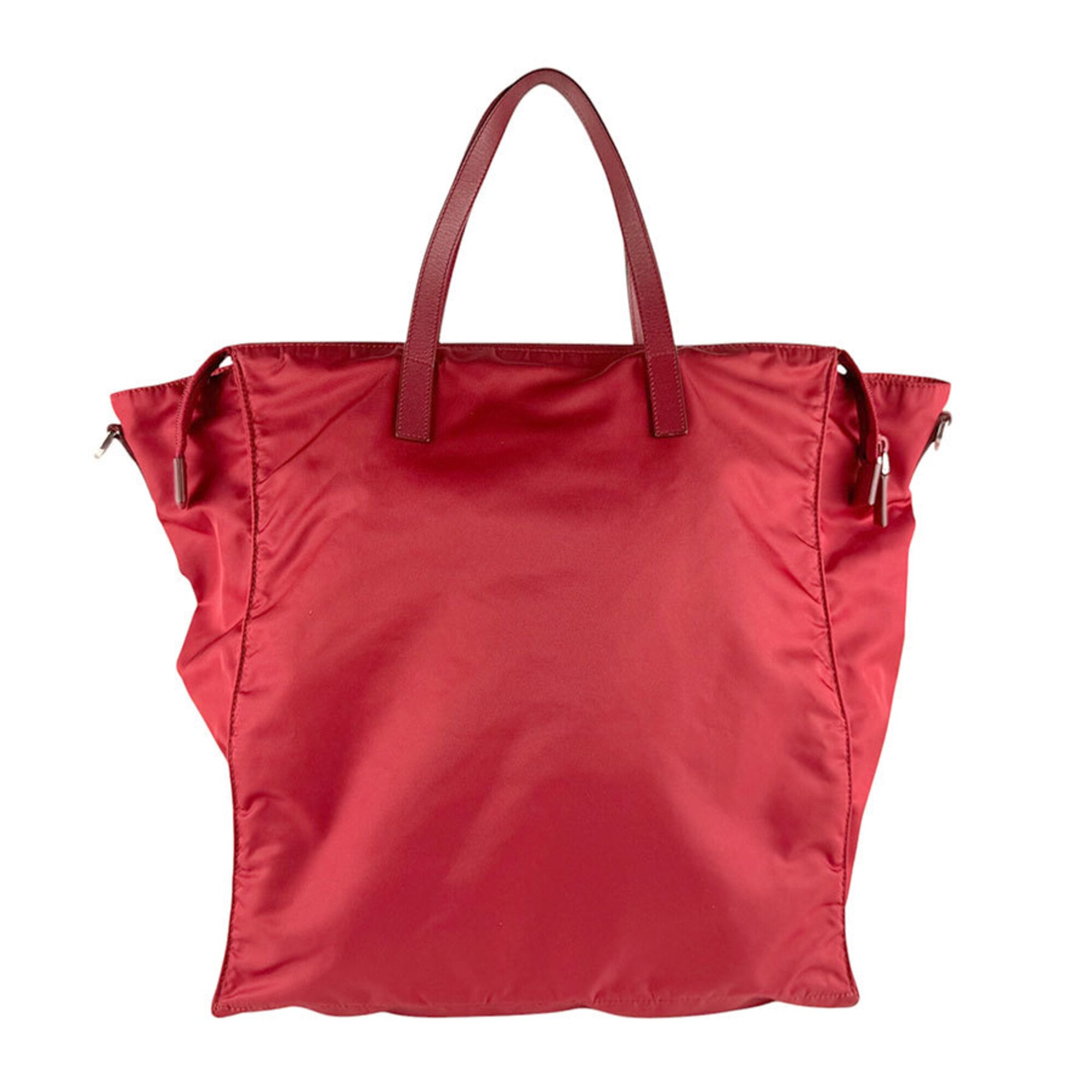 Prada Red Color Nylon Handbag Shoulder Bag (Pre-Owned)