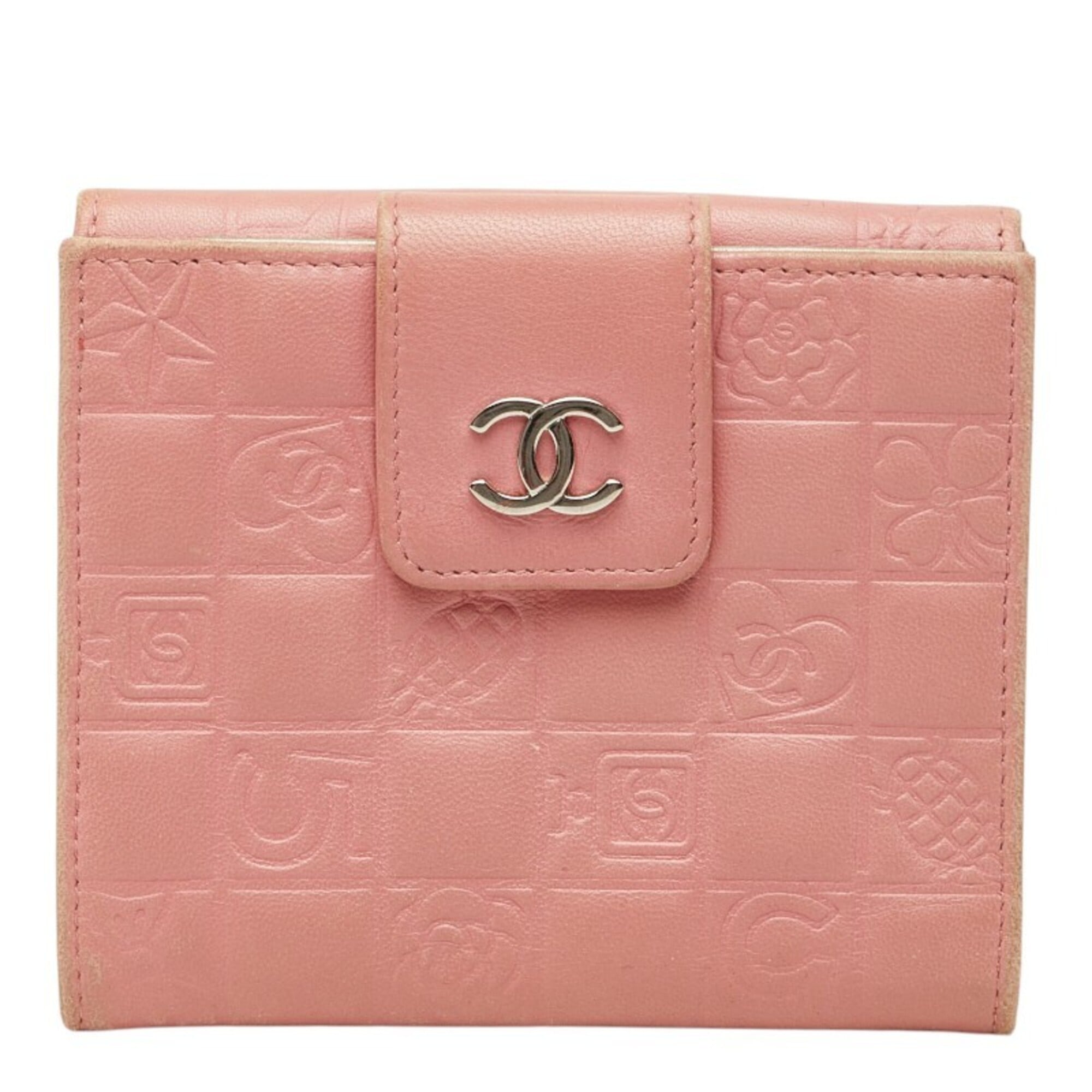 Chanel Silver Pink Leather Wallet (Bi-Fold) (Pre-Owned)