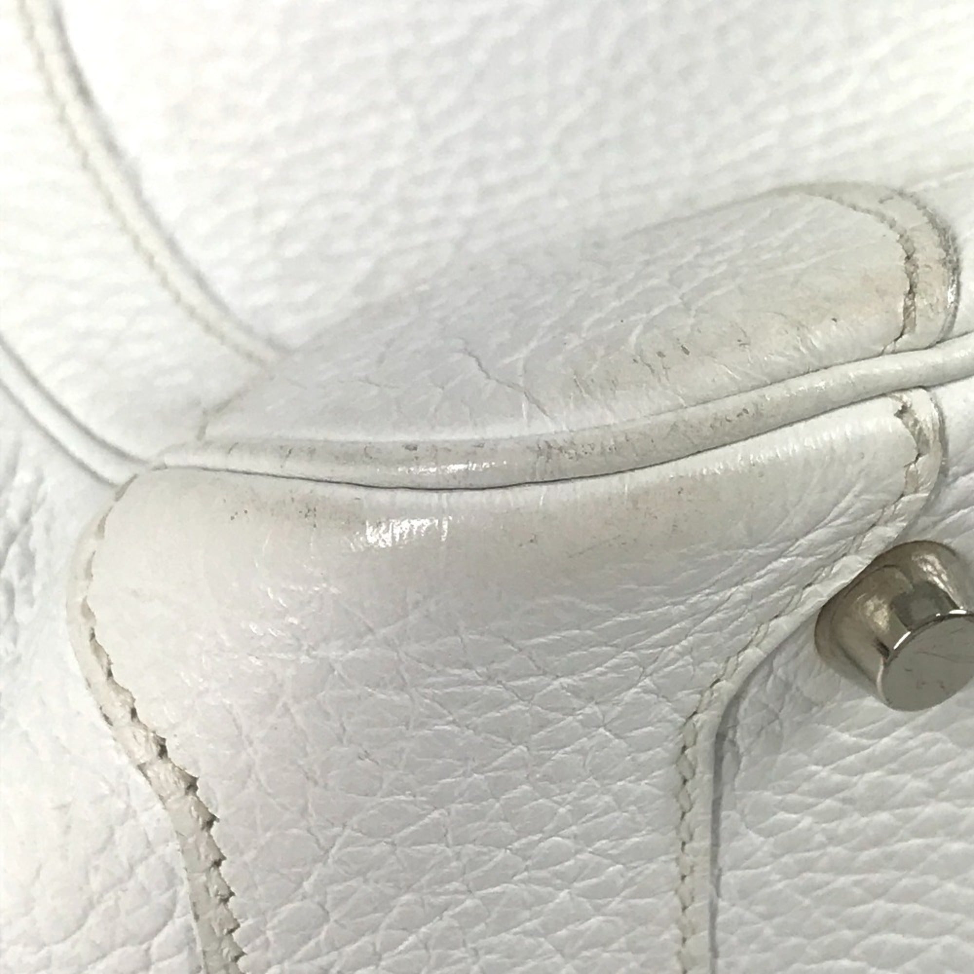 Hermes White Taurillon Clemence Leather Boston Bag Handbag (Pre-Owned)