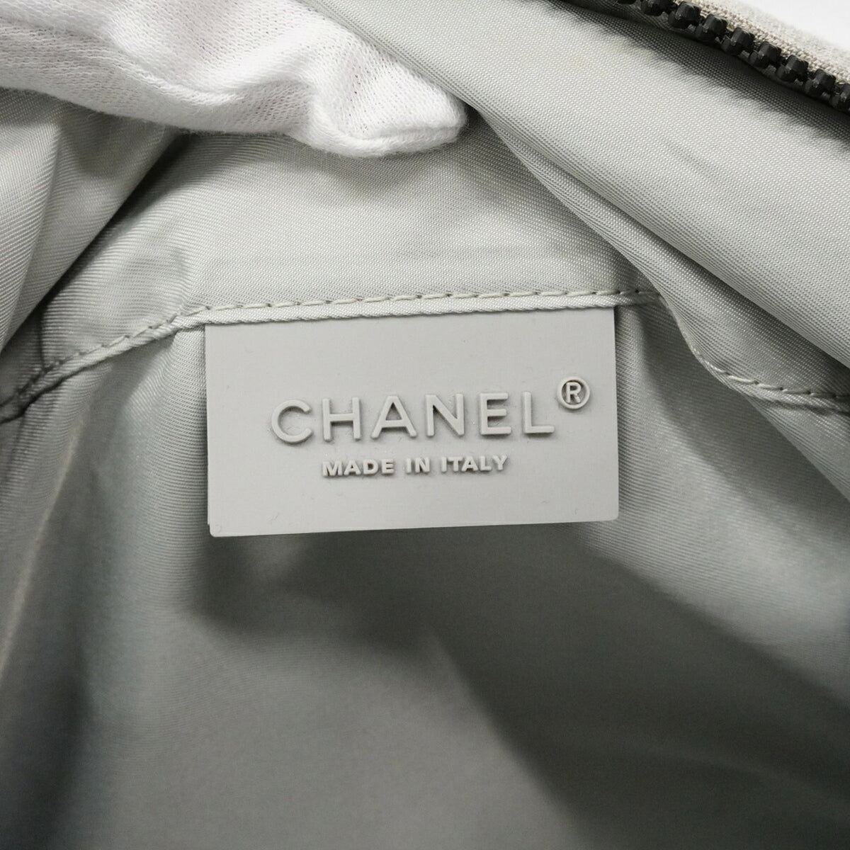 Chanel Gray Cotton Shoulder Bag (Pre-Owned)