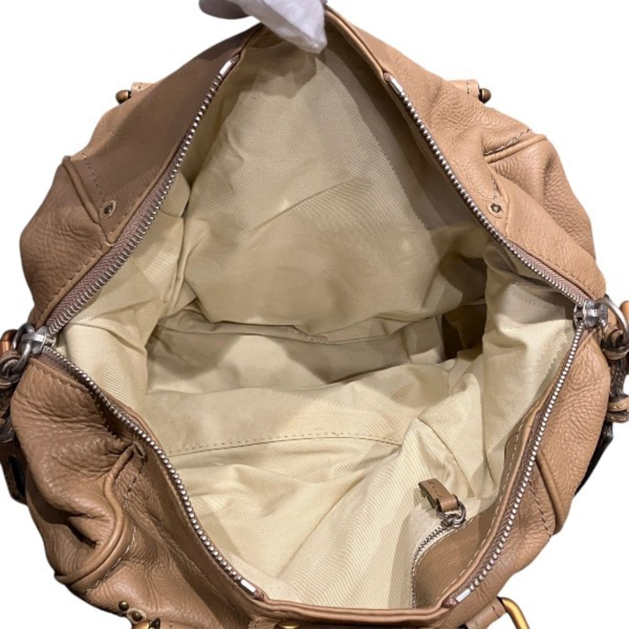 Chloé Beige Leather Shoulder Bag Tote Bag (Pre-Owned)