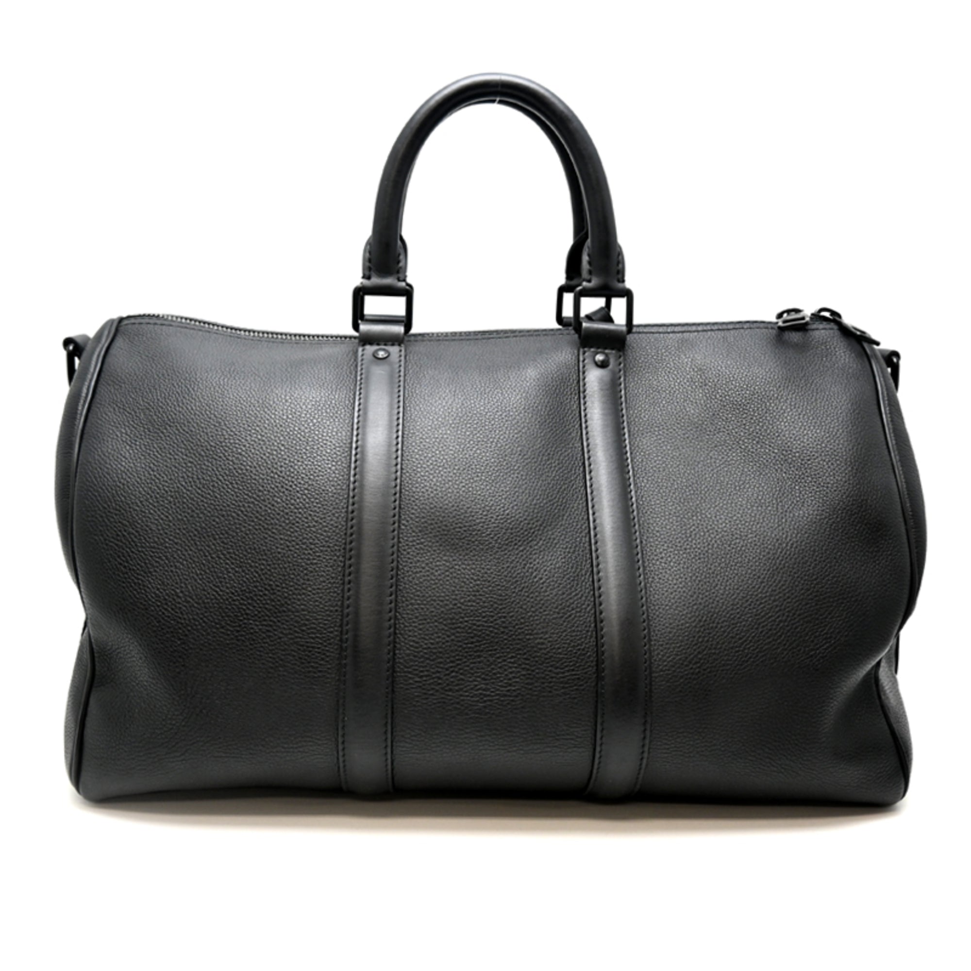 Louis Vuitton Black Noir Leather Damier Canvas Boston Bag (Pre-Owned)