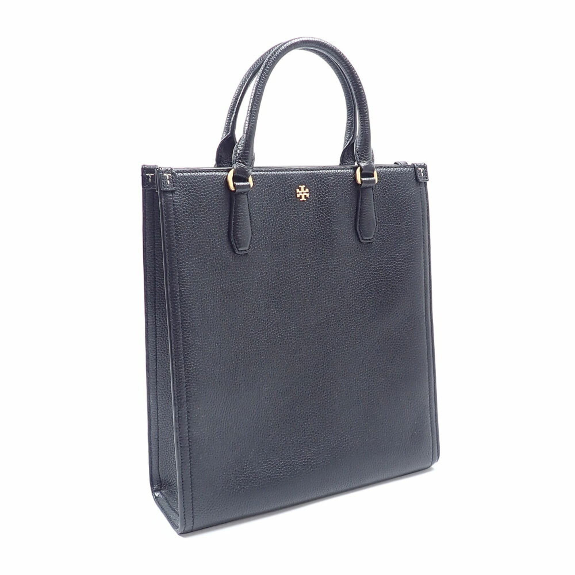 Tory Burch Black Leather Handbag Tote Bag (Pre-Owned)