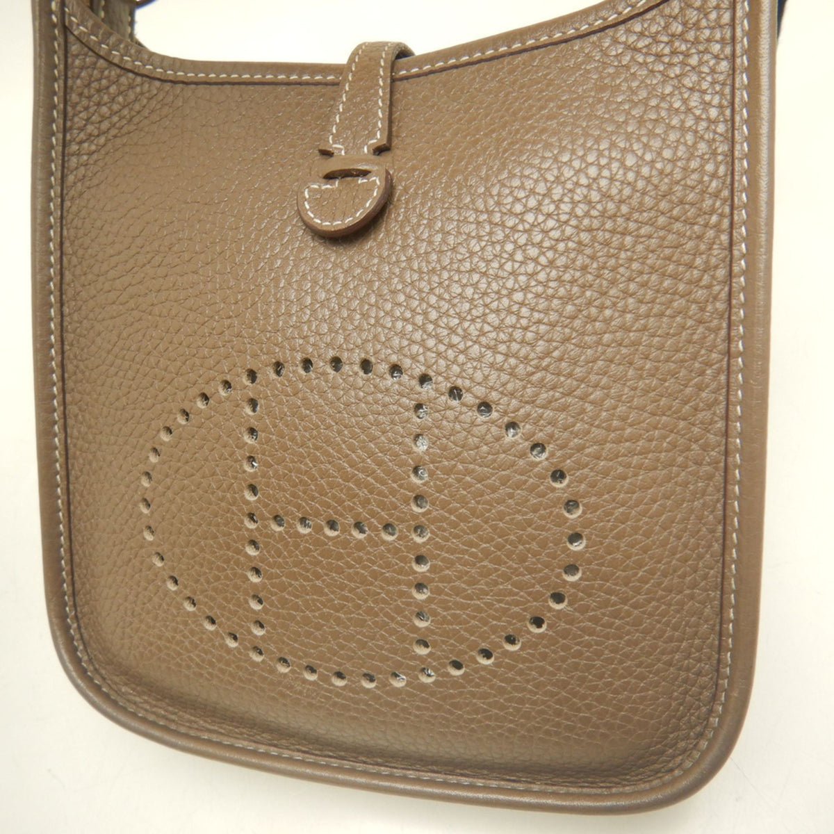 Hermes Etoupe Gray Taurillon Clemence Leather Shoulder Bag (Pre-Owned)