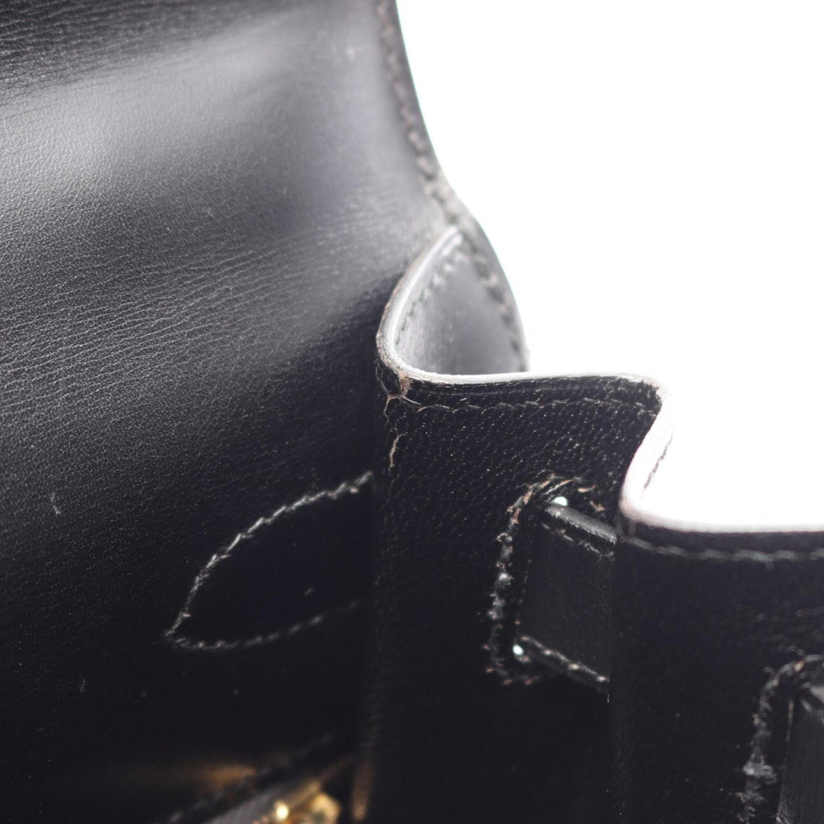 Hermes Black Box Calf Leather Leather Handbag (Pre-Owned)