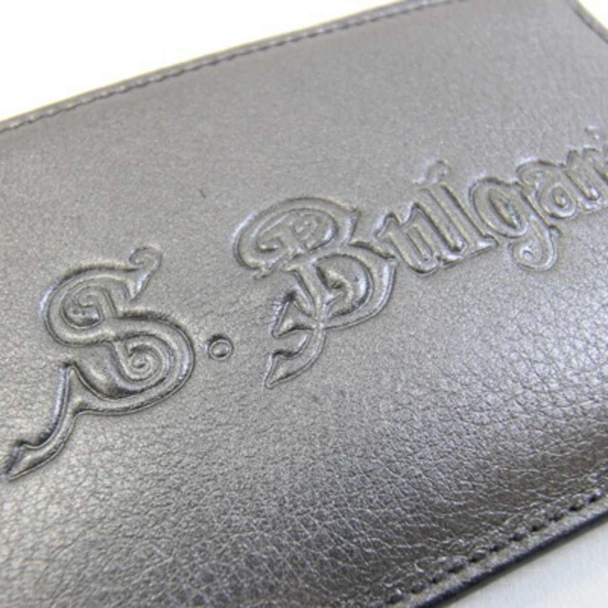 Bvlgari Silver Gray Leather Coin Purse/Coin Case (Pre-Owned)