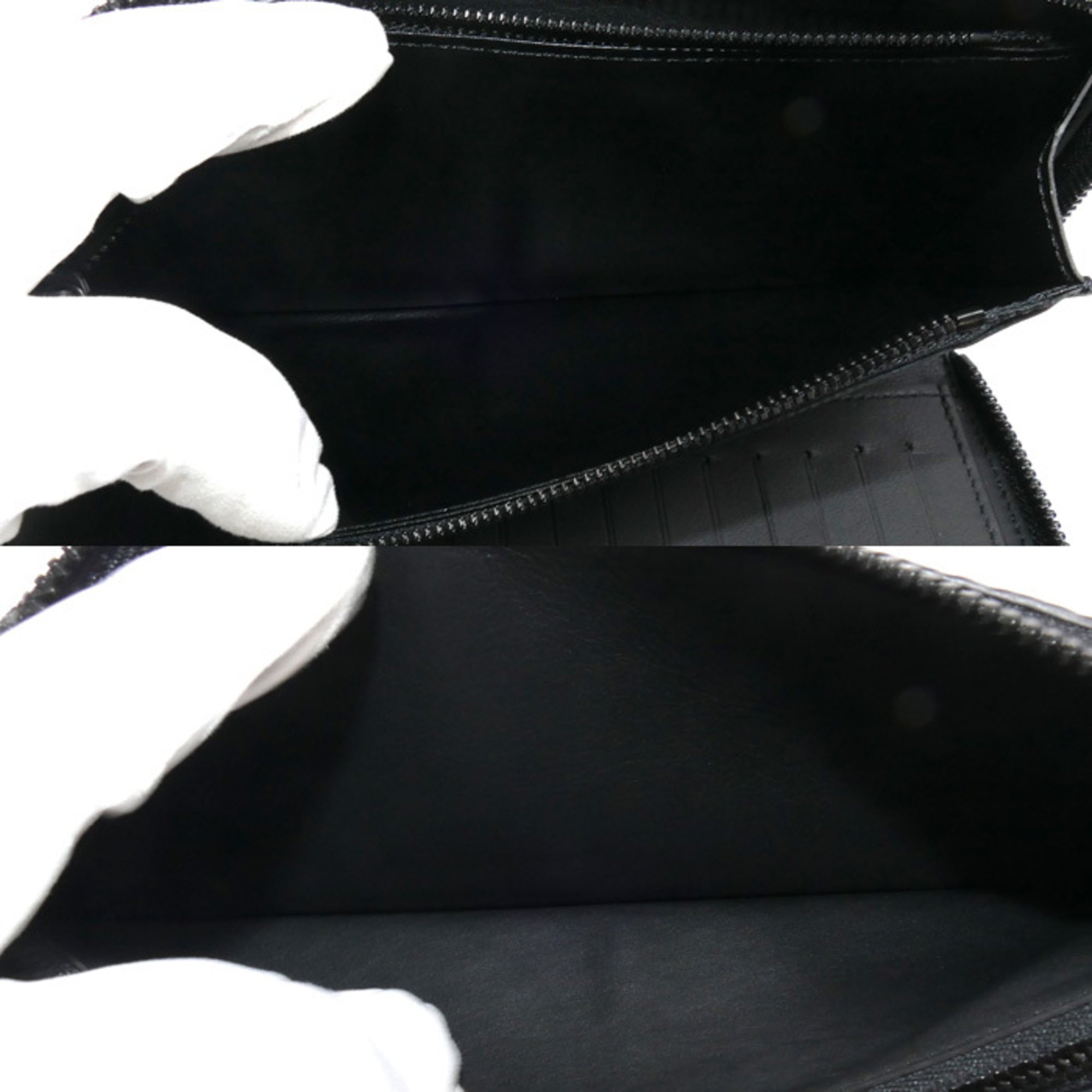 Louis Vuitton Black Leather Long Wallet (Bi-Fold) (Pre-Owned)