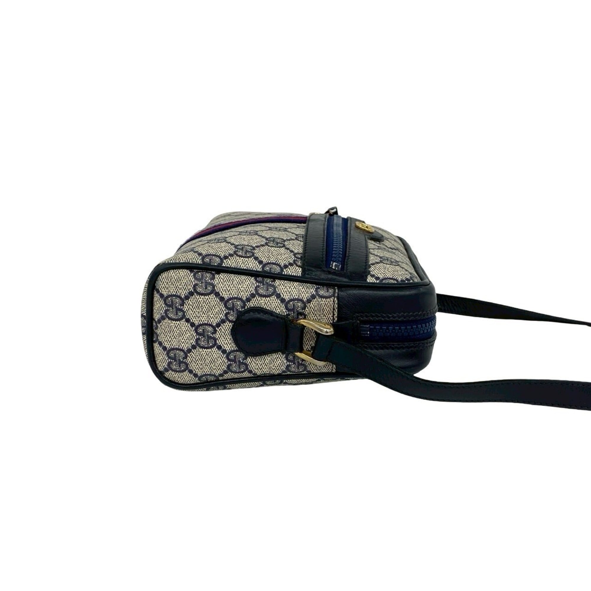 Gucci Navy Red Color Pvc Leather Shoulder Bag (Pre-Owned)