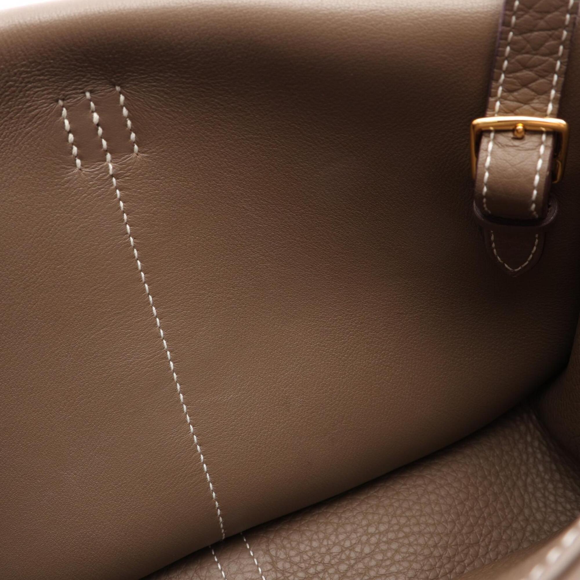 Hermes Etoupe Gray Gray Taurillon Clemence Leather Handbag (Pre-Owned)