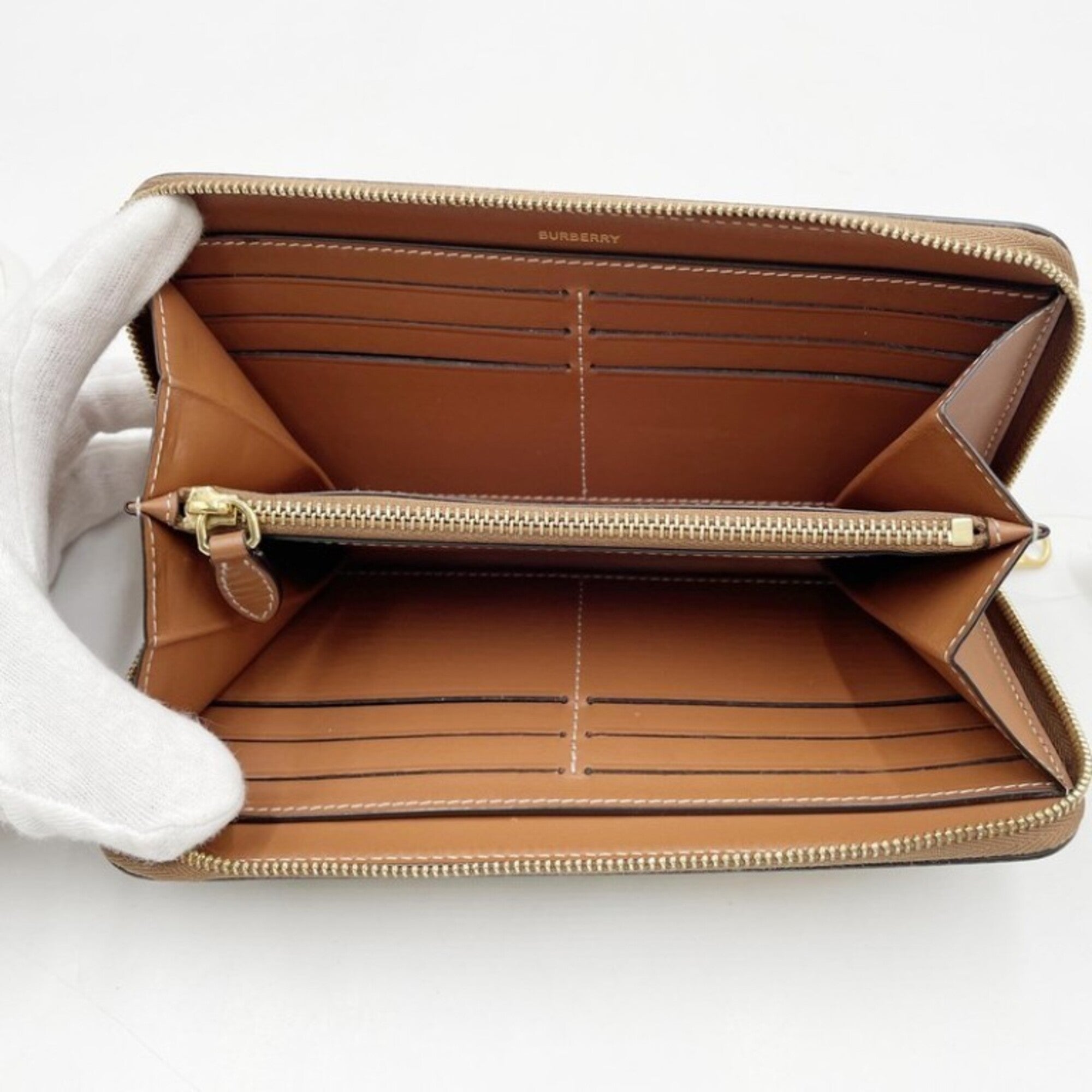 Burberry Beige Brown Pvc Leather Long Wallet (Bi-Fold) (Pre-Owned)