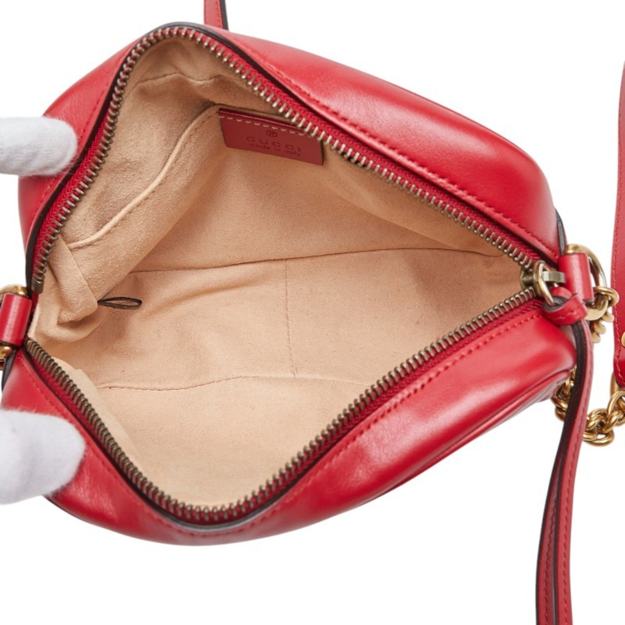 Gucci Red Color Leather Shoulder Bag (Pre-Owned)