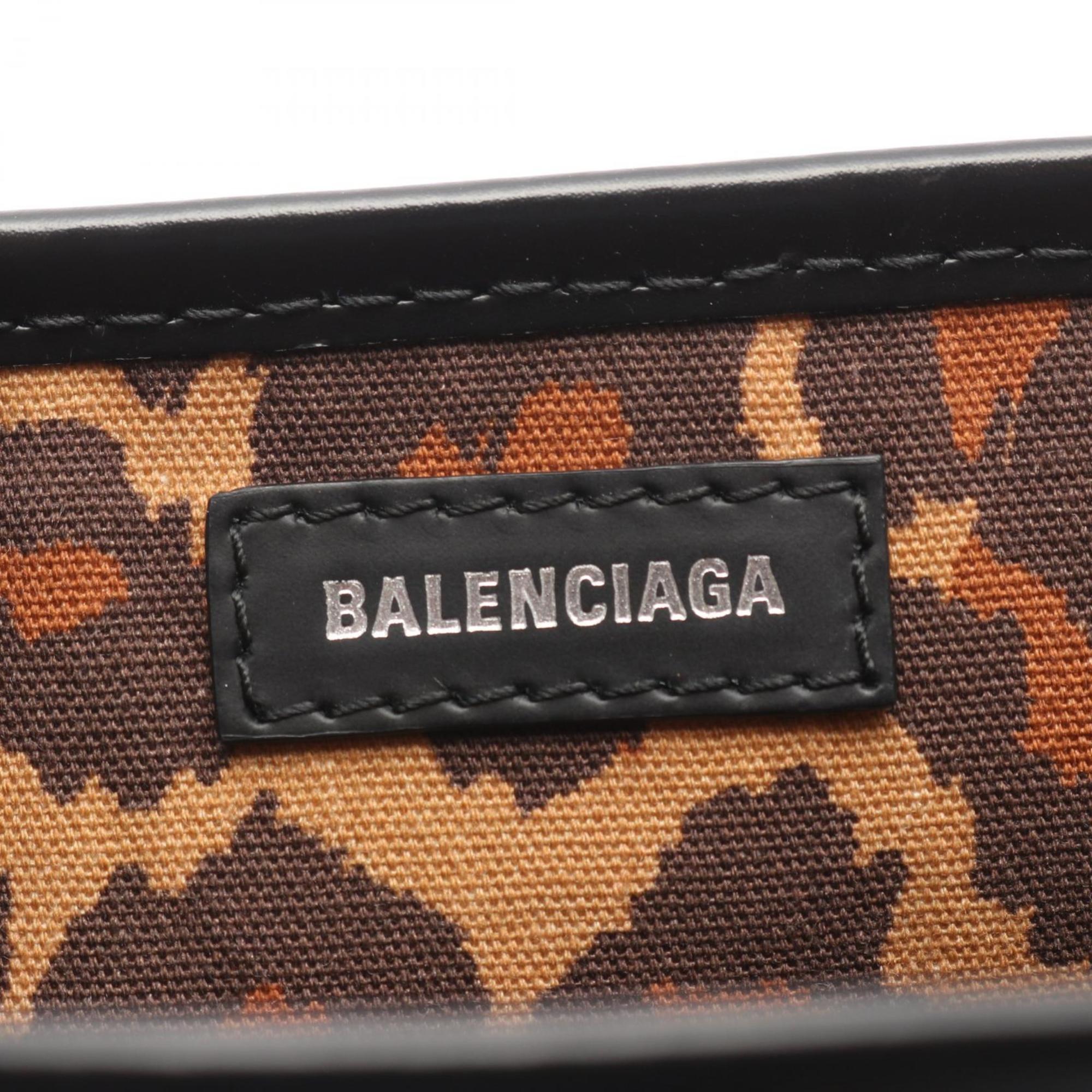 Balenciaga Black Canvas Leather Handbag Tote Bag (Pre-Owned)