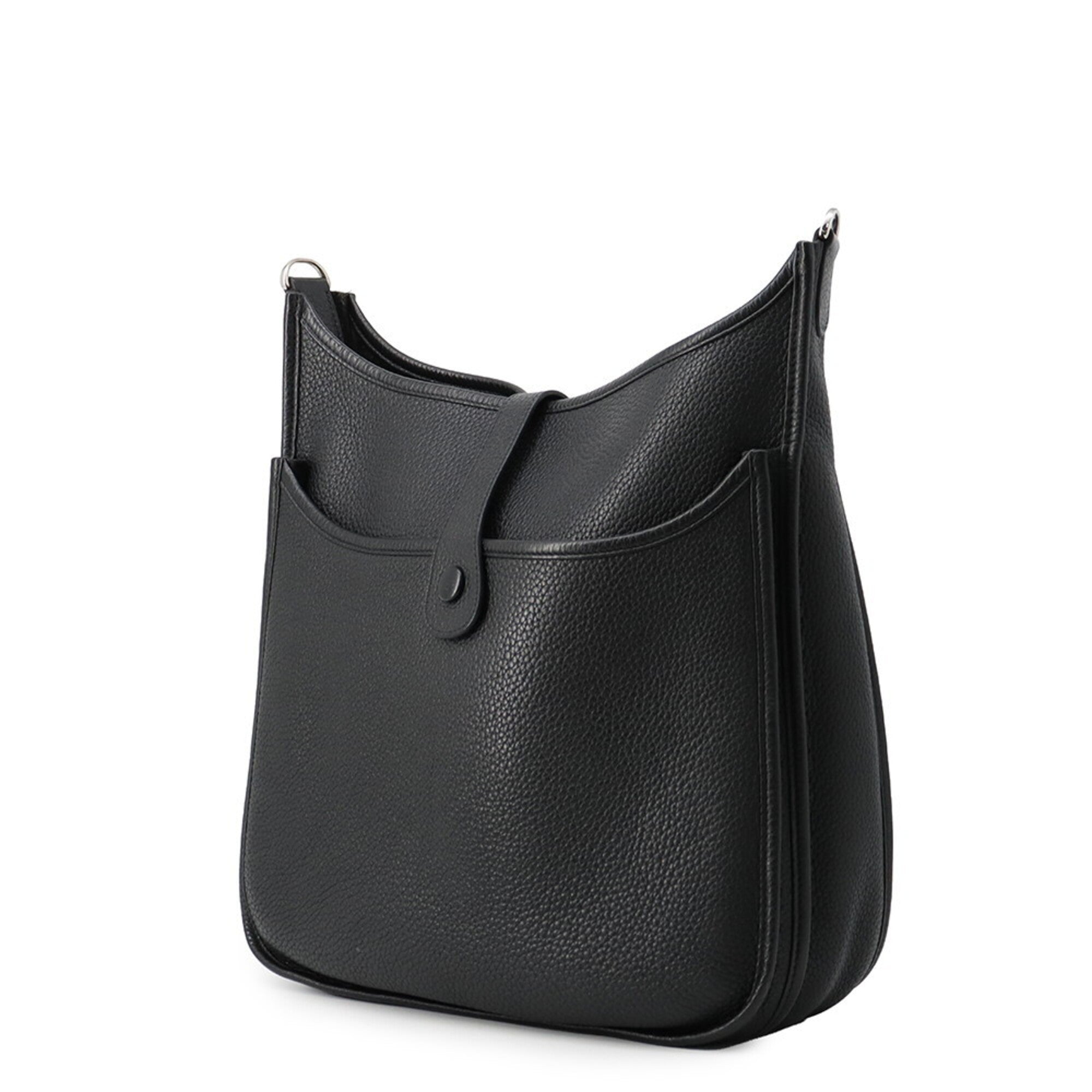 Hermes Evelyne Black Taurillon Clemence Leather Handbag Shoulder Bag (Pre-Owned)