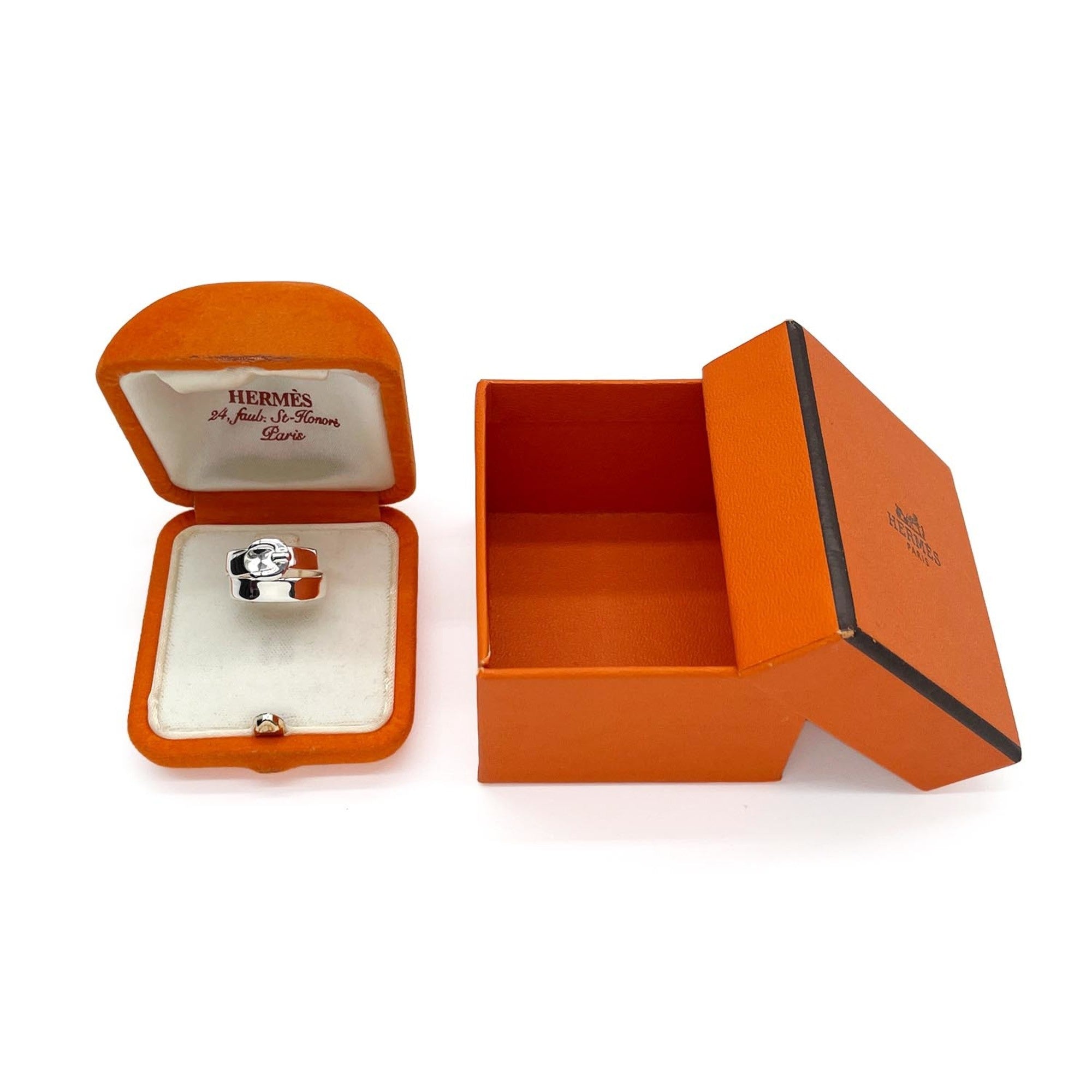 Hermes Silver 925 Band Ring (Pre-Owned)