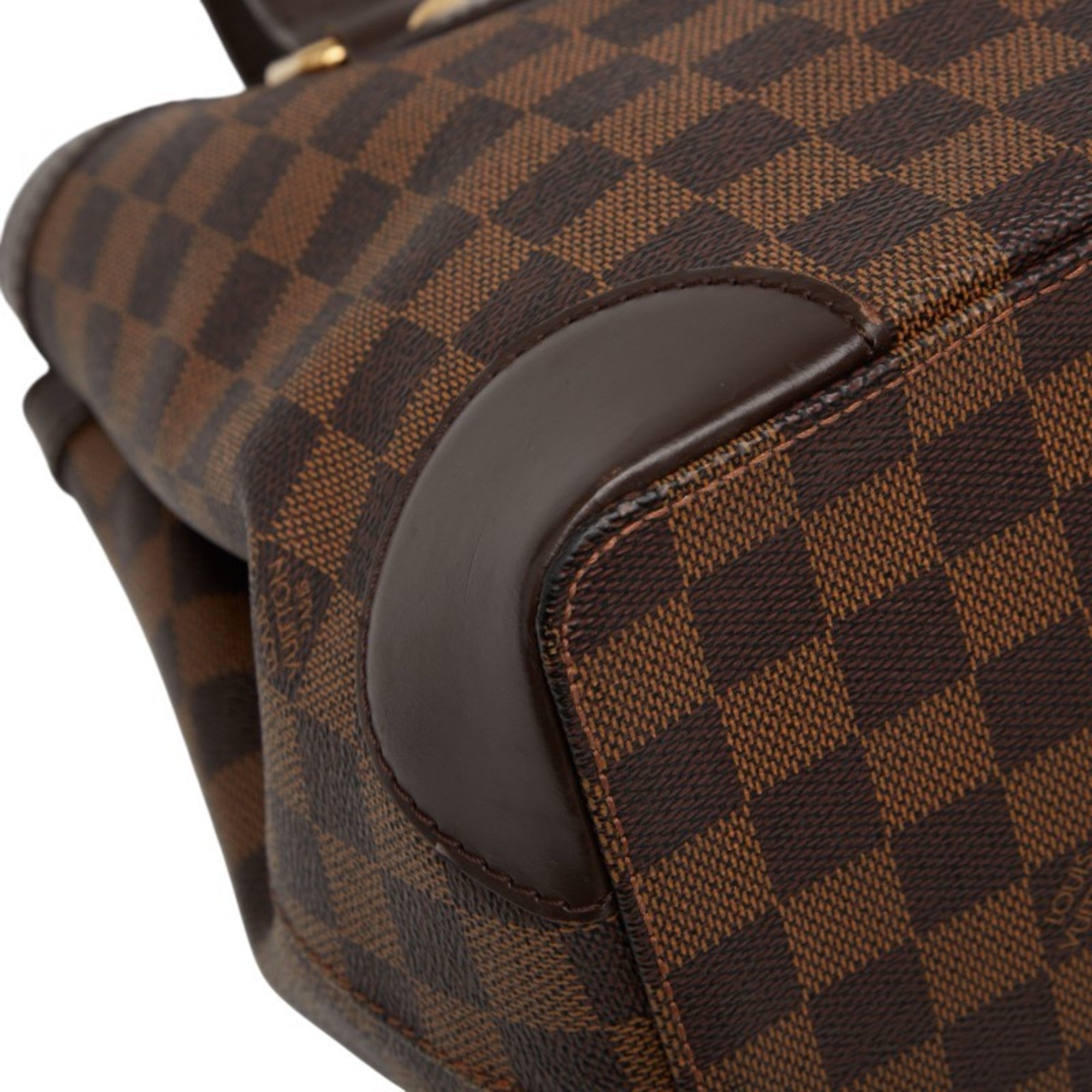 Louis Vuitton Damier Brown Damier Canvas Ebene Leather Handbag Tote Bag (Pre-Owned)