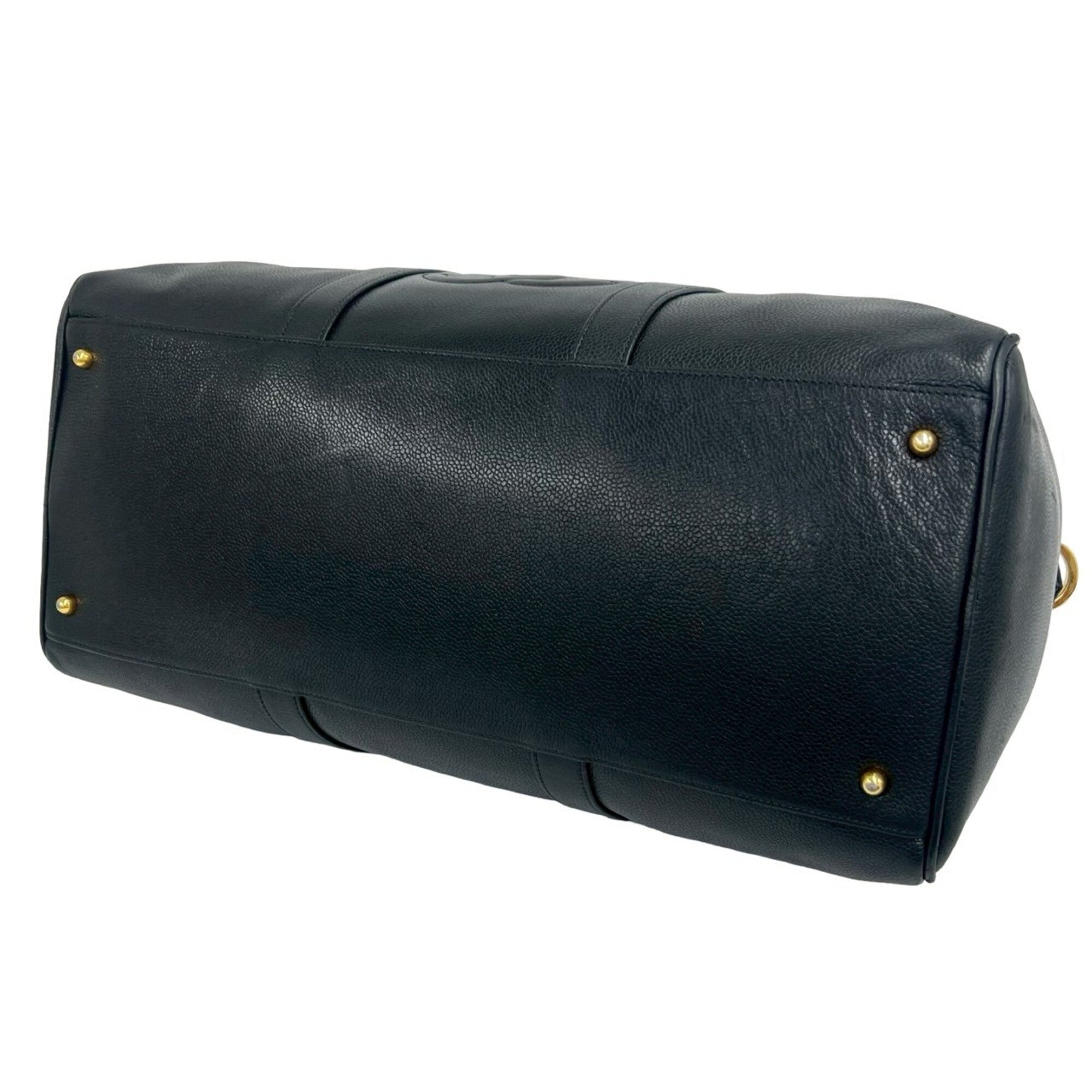 Chanel Black Grained Calfskin Boston Bag Shoulder Bag (Pre-Owned)