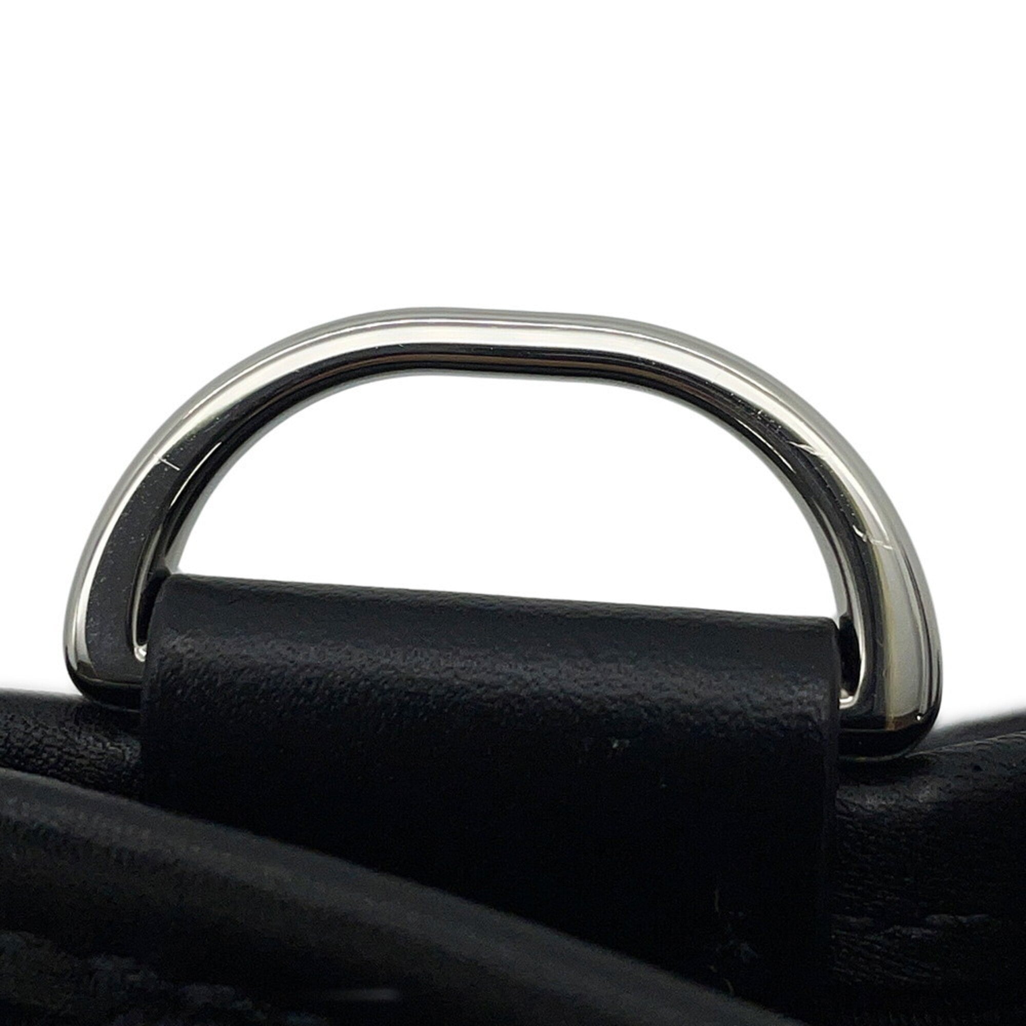 Hermes Black Toile Officier Swift Leather Handbag Tote Bag (Pre-Owned)