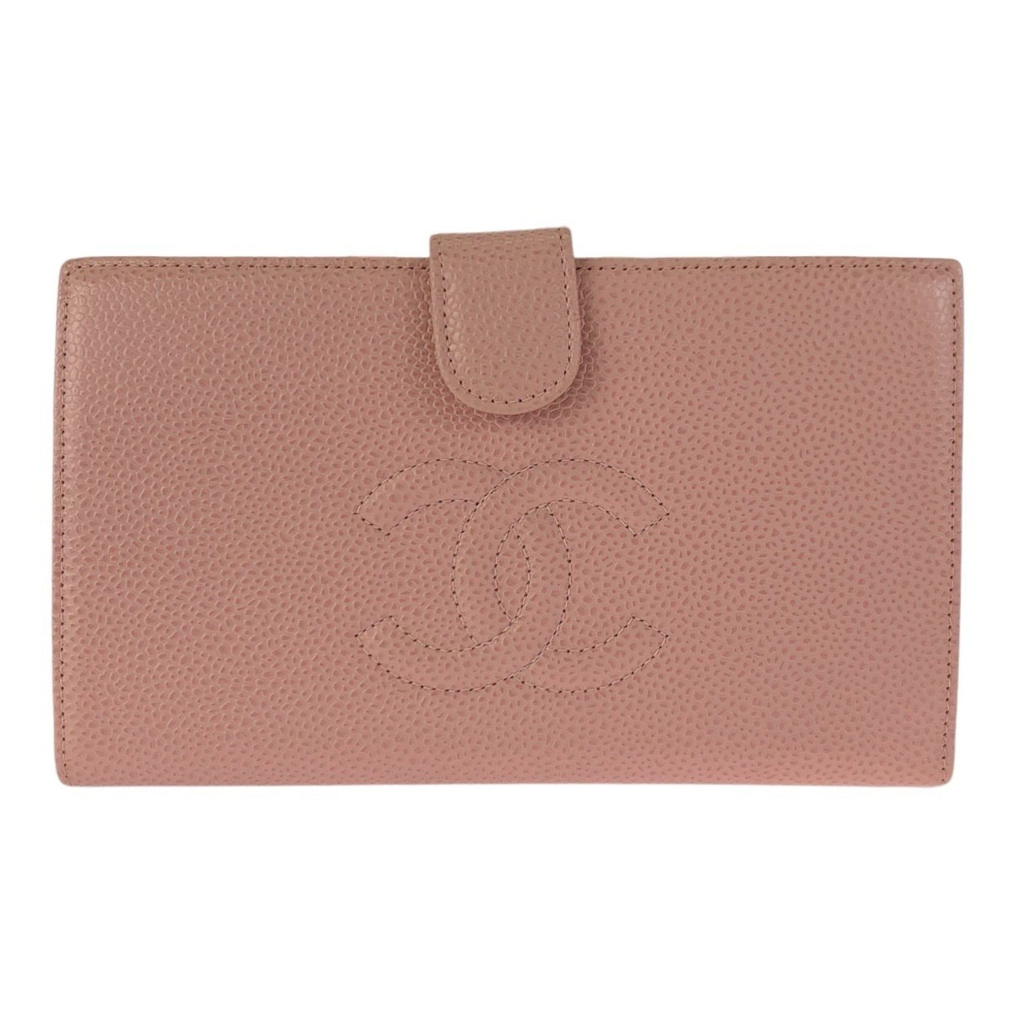 Chanel Pink Leather Middle Wallet (Bi-Fold) (Pre-Owned)