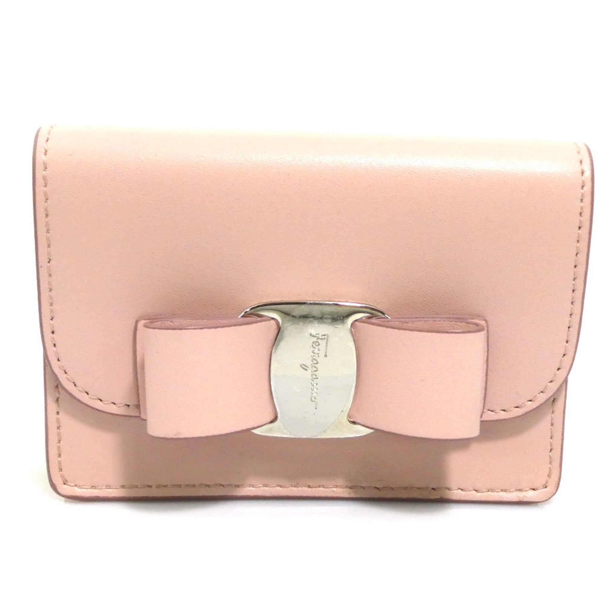 Salvatore Ferragamo Pink Leather Coin Purse/Coin Case (Pre-Owned)