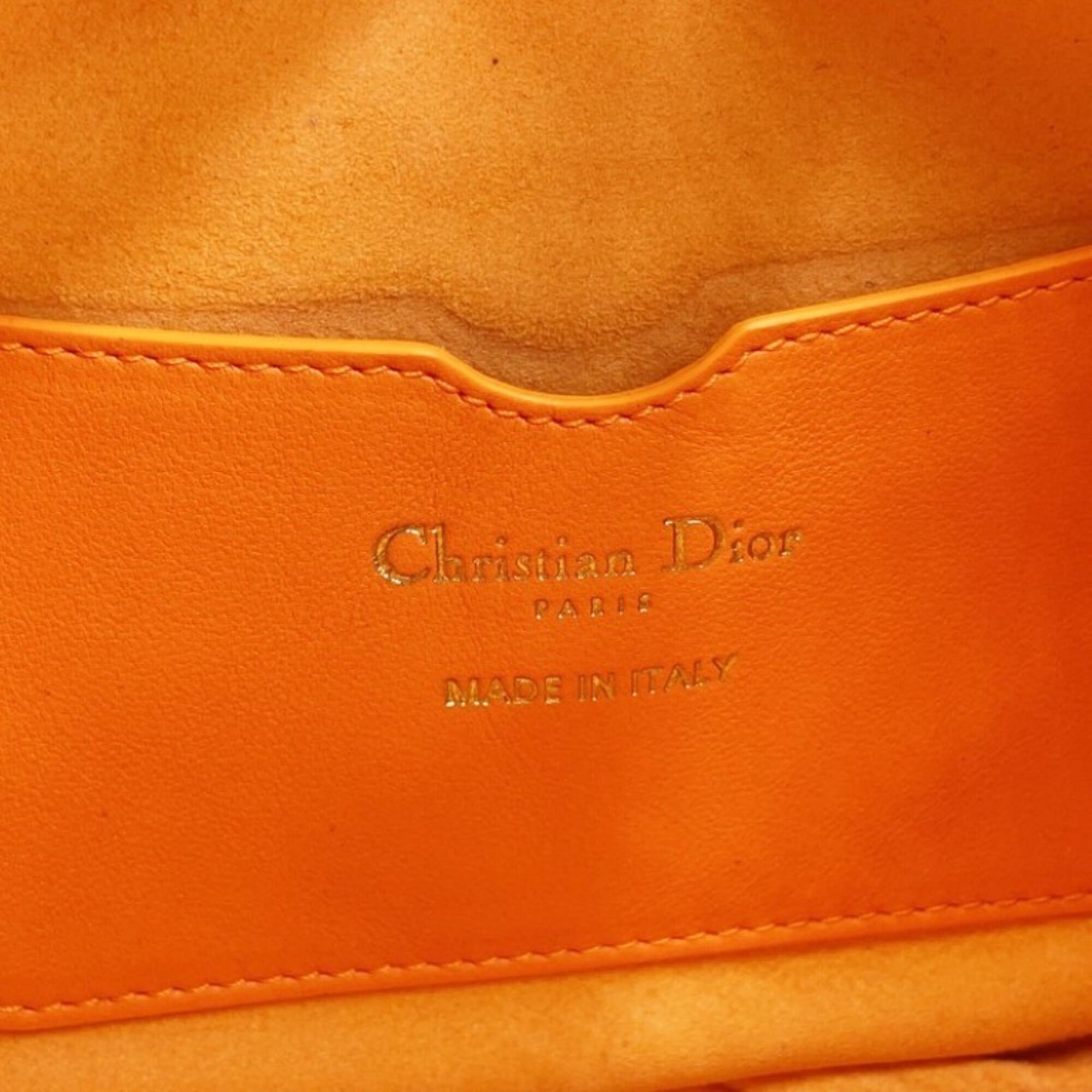 Christian Dior Orange White Leather Pochette Shoulder Bag (Pre-Owned)