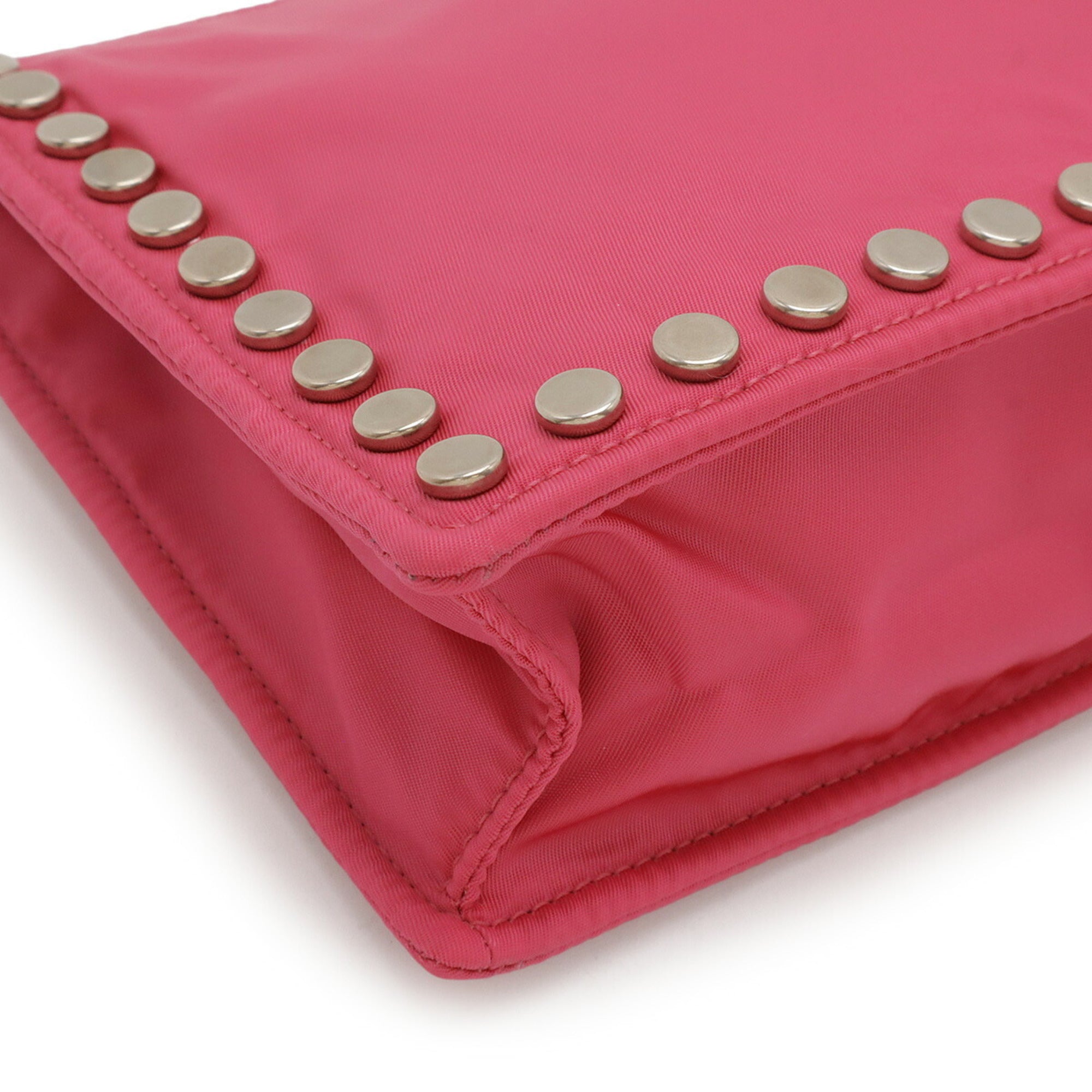Prada Fuxia Nylon Leather Clutch Bag Pouch Shoulder Bag (Pre-Owned)