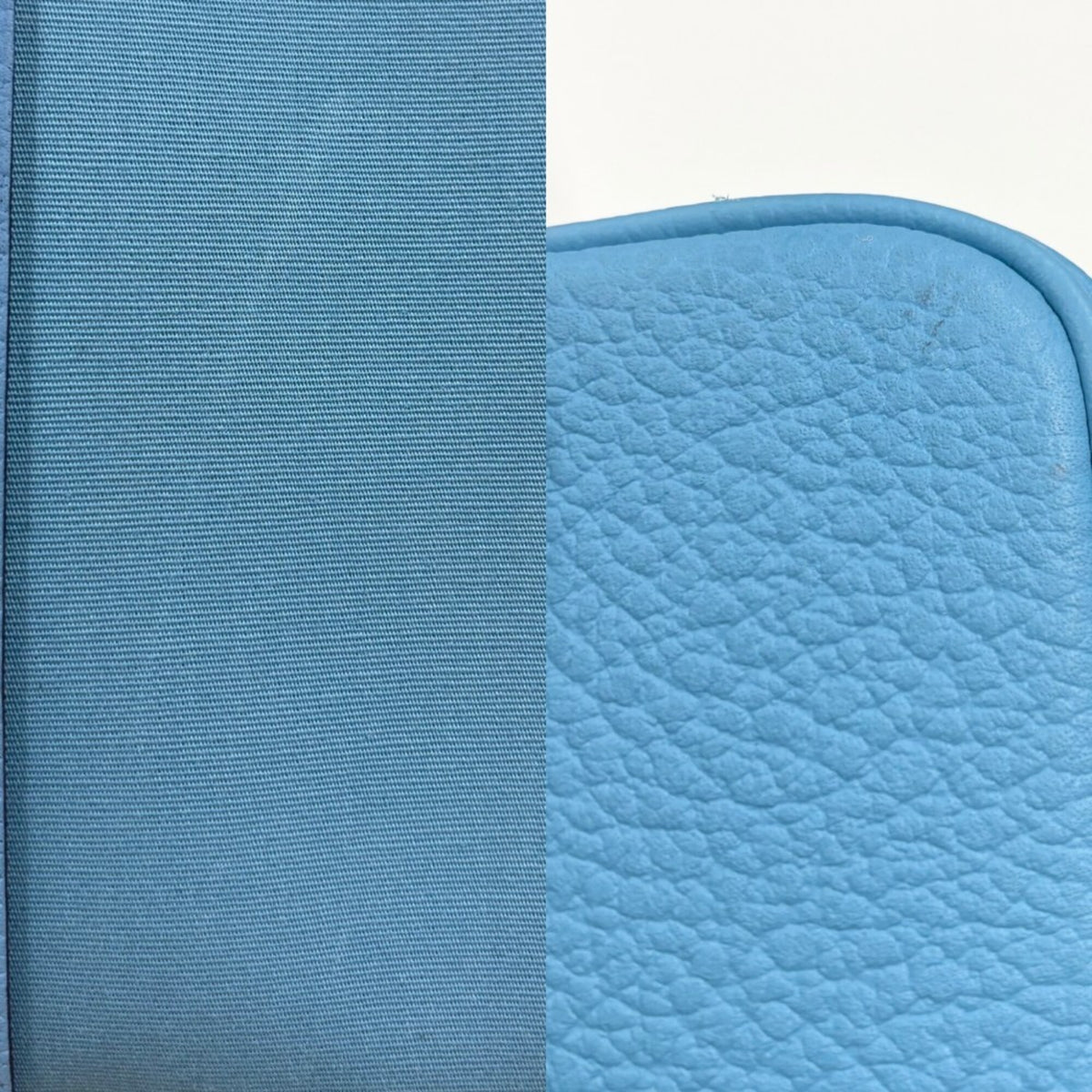 Hermes Blue Negonda Leather Toile Officier Handbag Tote Bag (Pre-Owned)