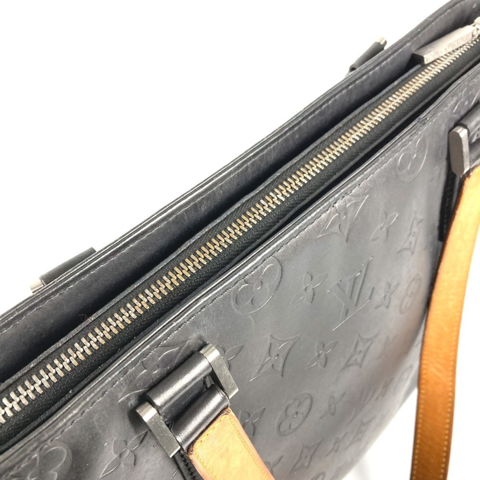 Louis Vuitton Black Dark Gray Monogram Mat Leather Shoulder Bag Tote Bag (Pre-Owned)