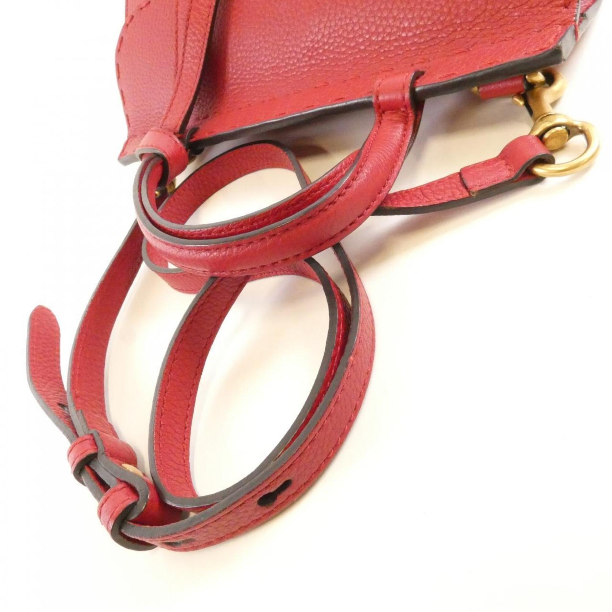Gucci Red Color Leather Handbag (Pre-Owned)