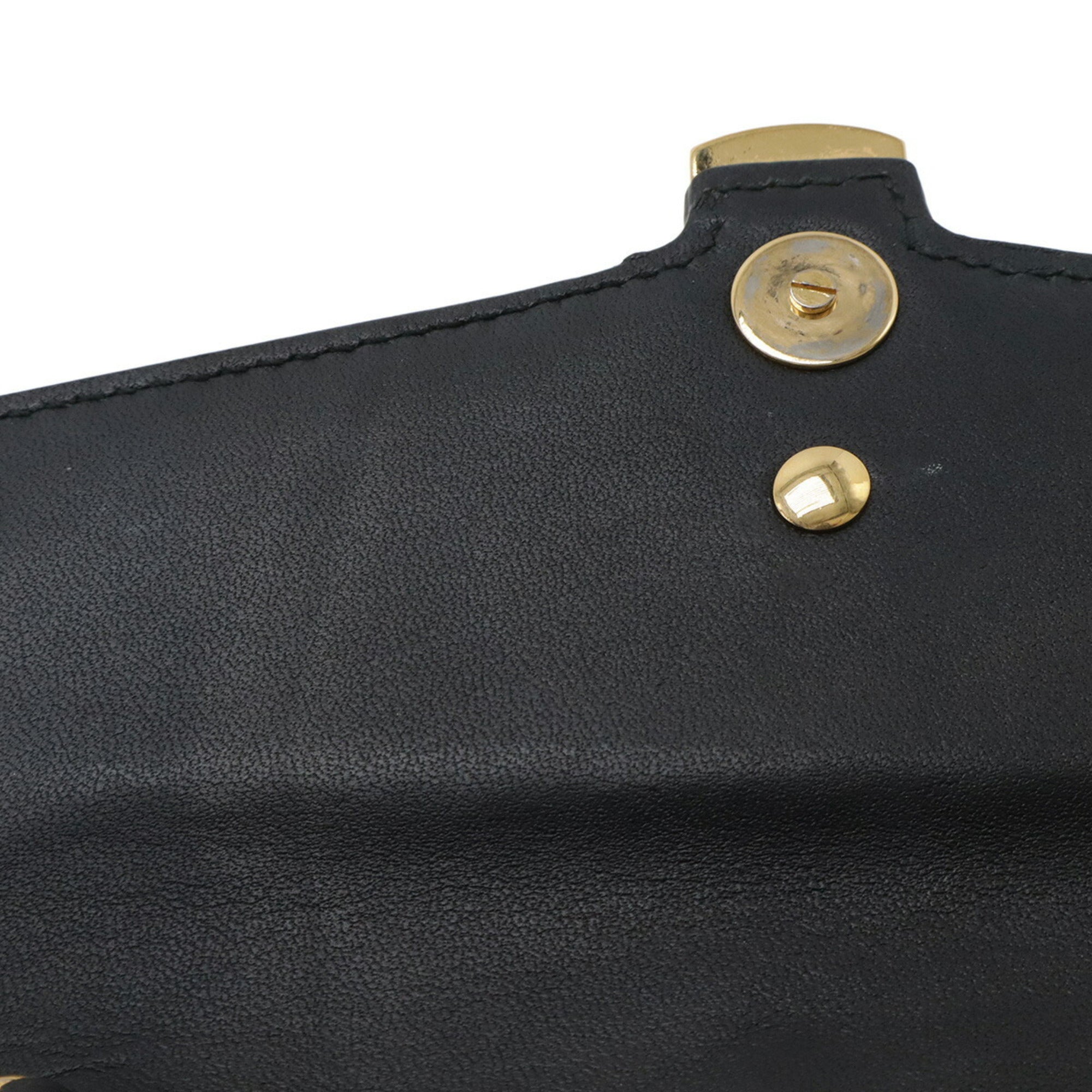 Gucci Black Green Red Color Leather Clutch Bag Pochette (Pre-Owned)