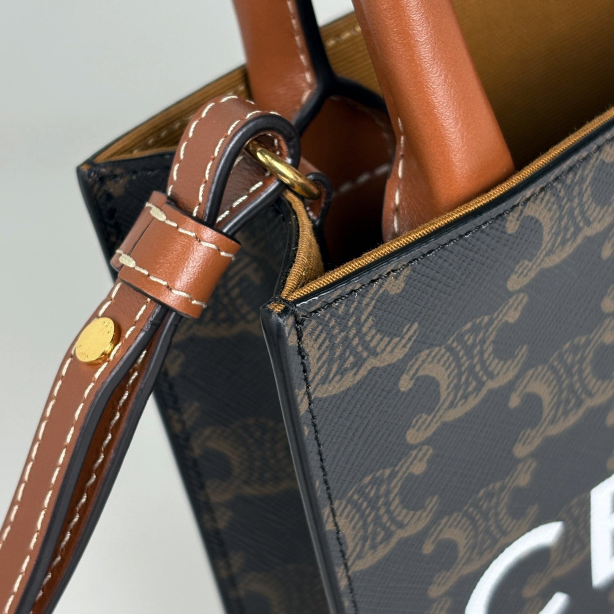 Celine Black Brown Coated Canvas Leather Tote Bag (Pre-Owned)