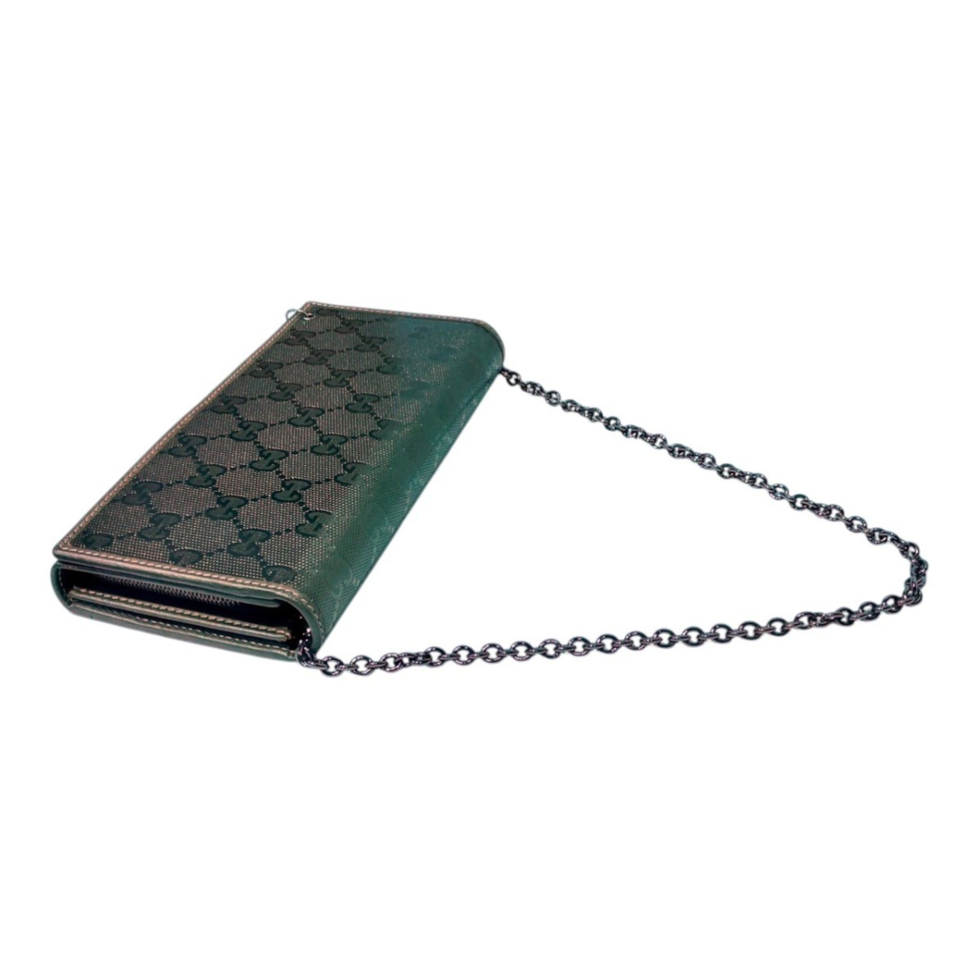 Gucci Gold Gg Imprimé Pvc Leather Chain/Shoulder Wallet (Pre-Owned)