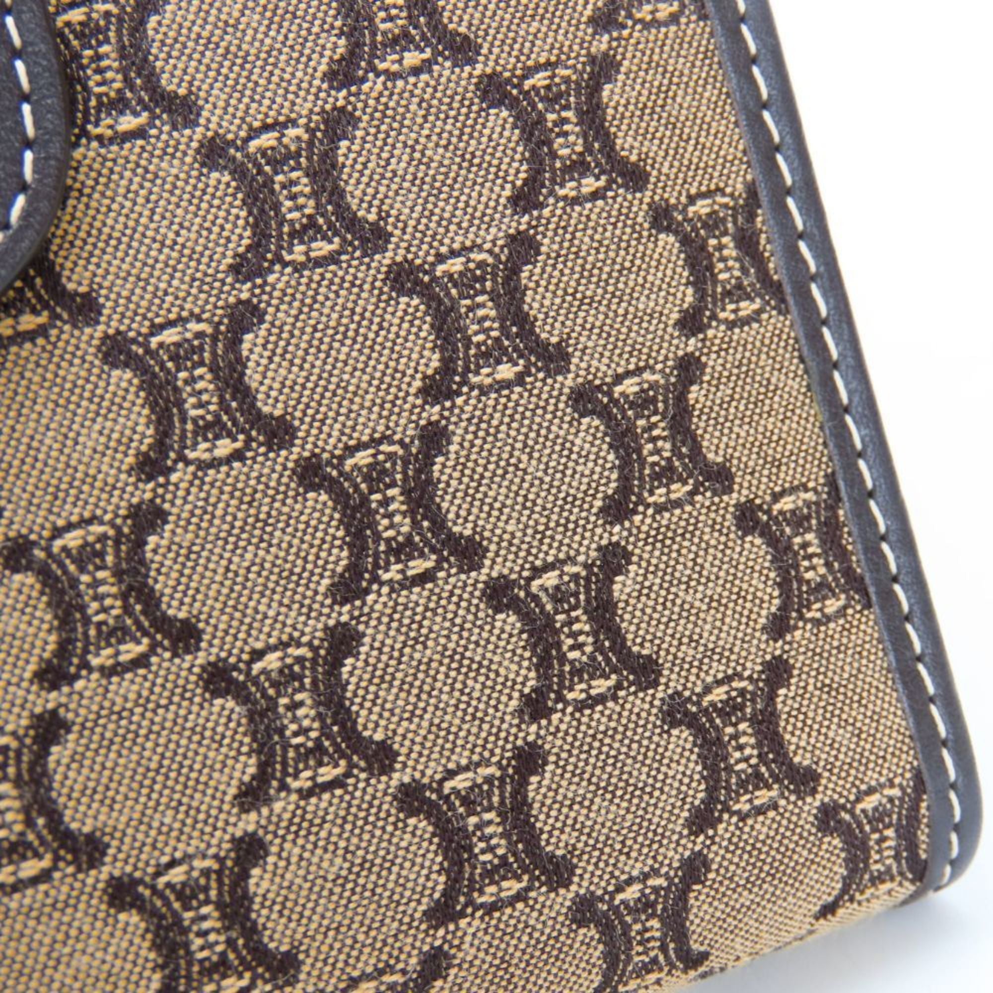 Celine Macadam Beige Dark Brown Canvas Leather Wallet (Bi-Fold) (Pre-Owned)