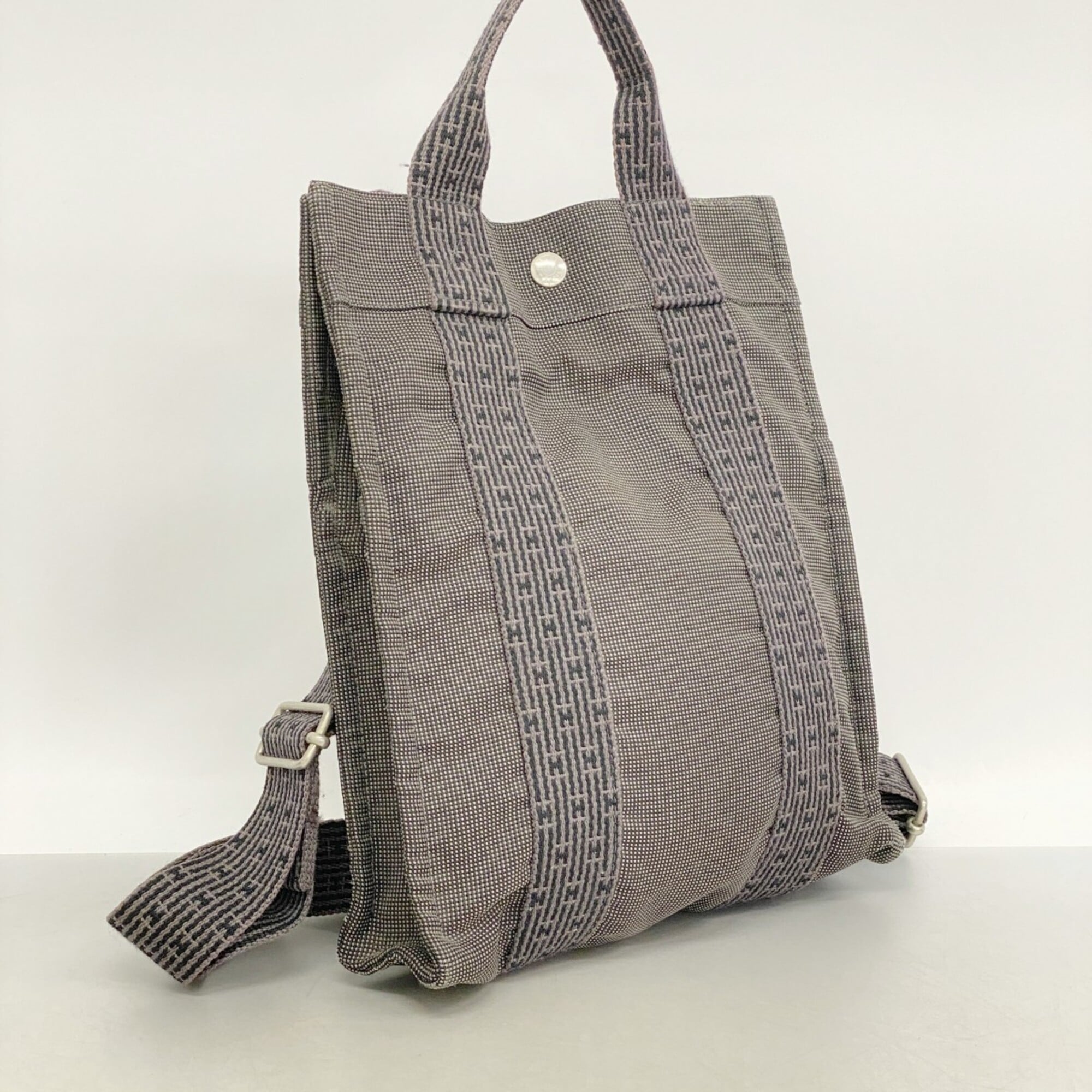 Hermes Gray Canvas Backpack (Pre-Owned)