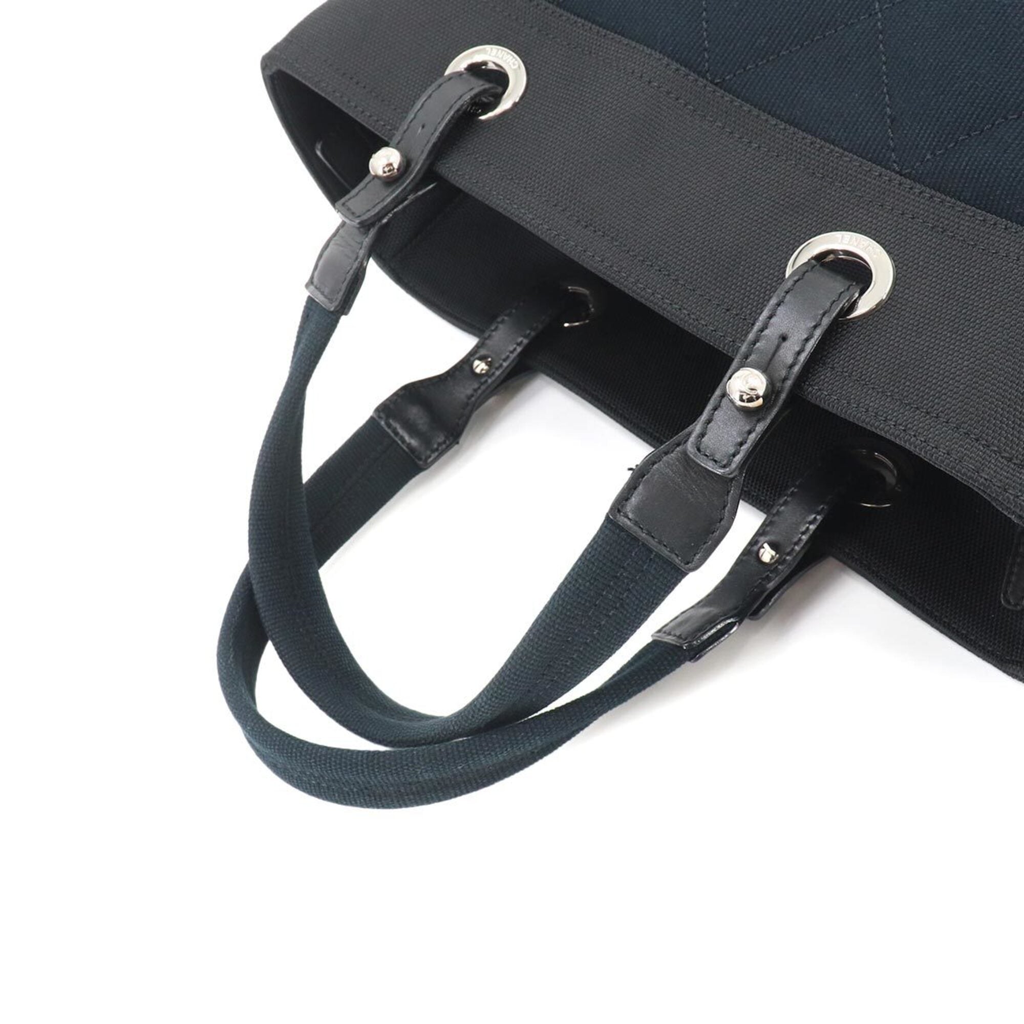 Chanel Black Canvas Handbag Tote Bag (Pre-Owned)