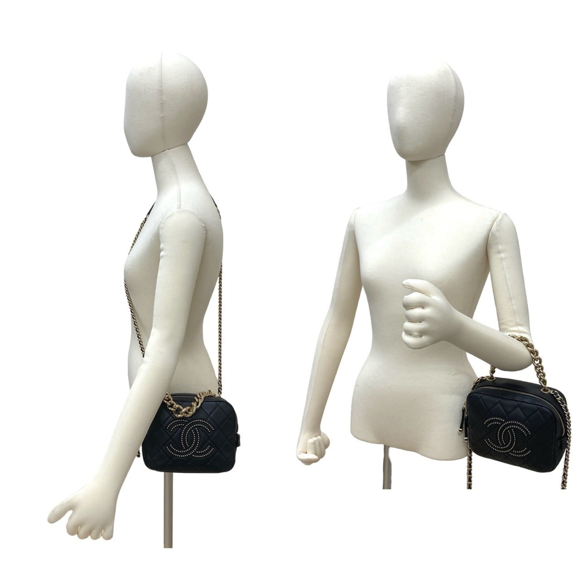Chanel Black Leather Handbag Shoulder Bag (Pre-Owned)