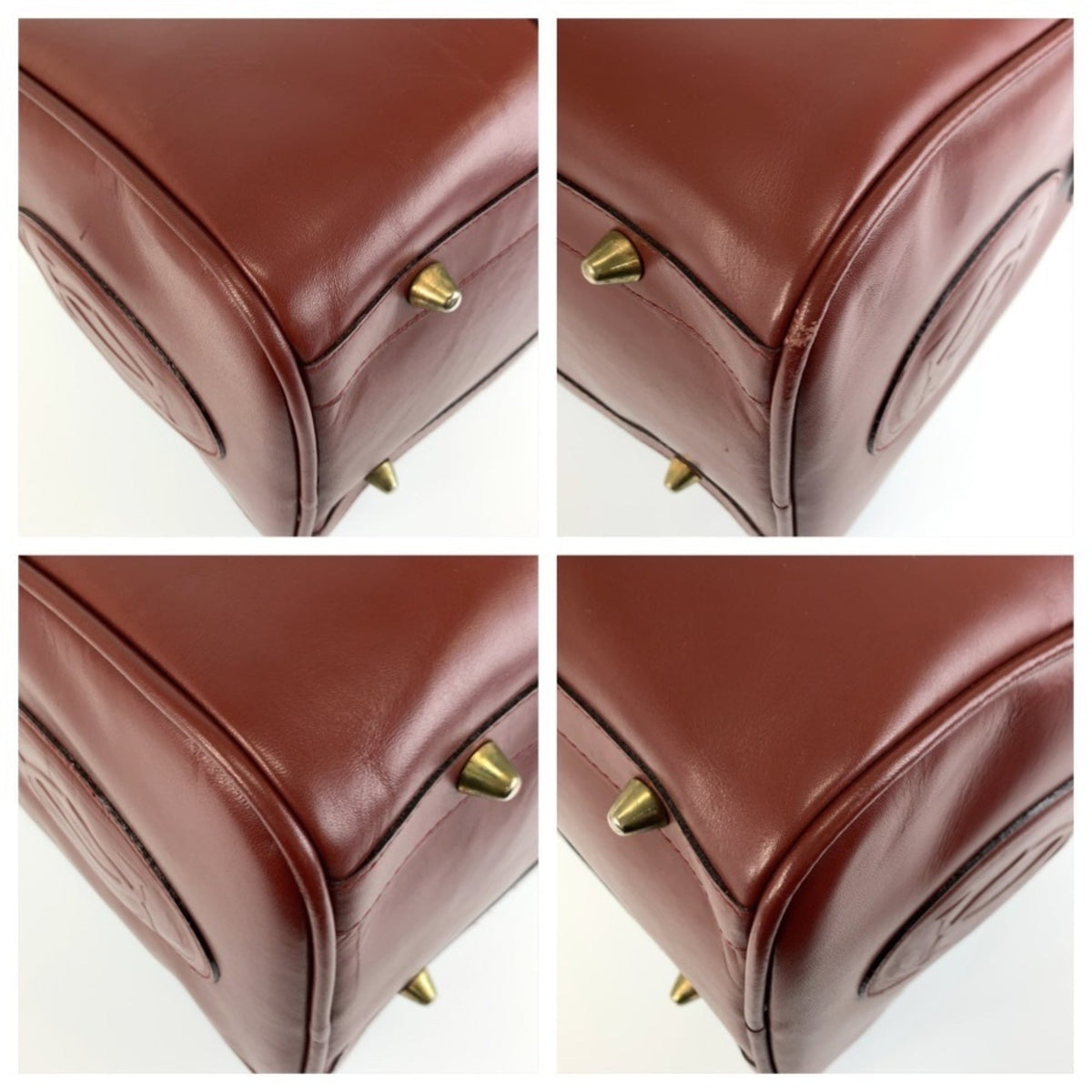 Cartier Wine Red Leather Boston Bag Handbag (Pre-Owned)