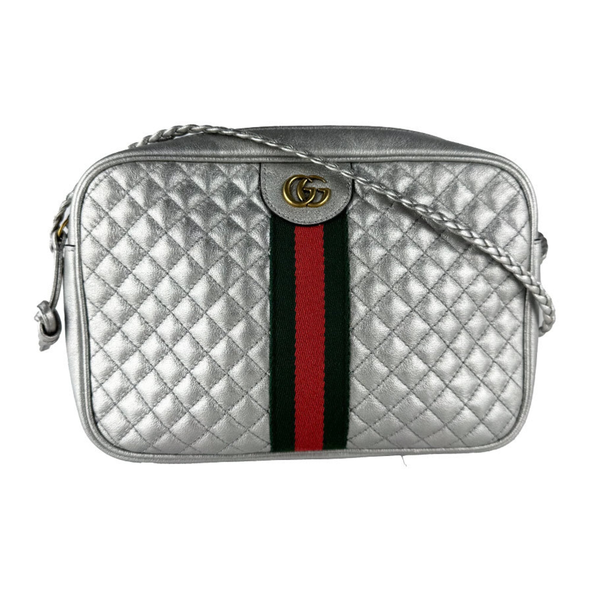 Gucci Silver Leather Shoulder Bag (Pre-Owned)