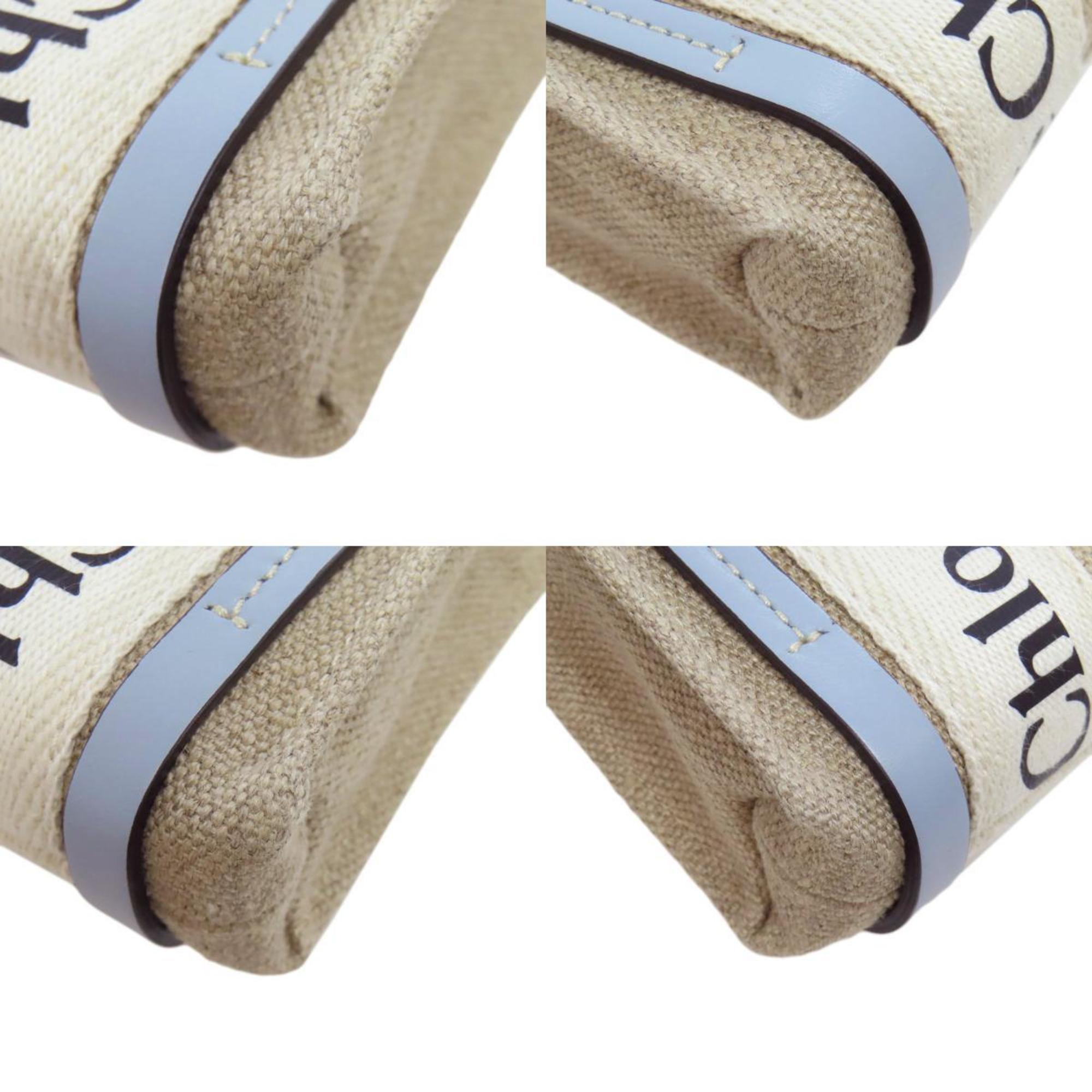 Chloé Beige Light Blue Canvas Handbag (Pre-Owned)