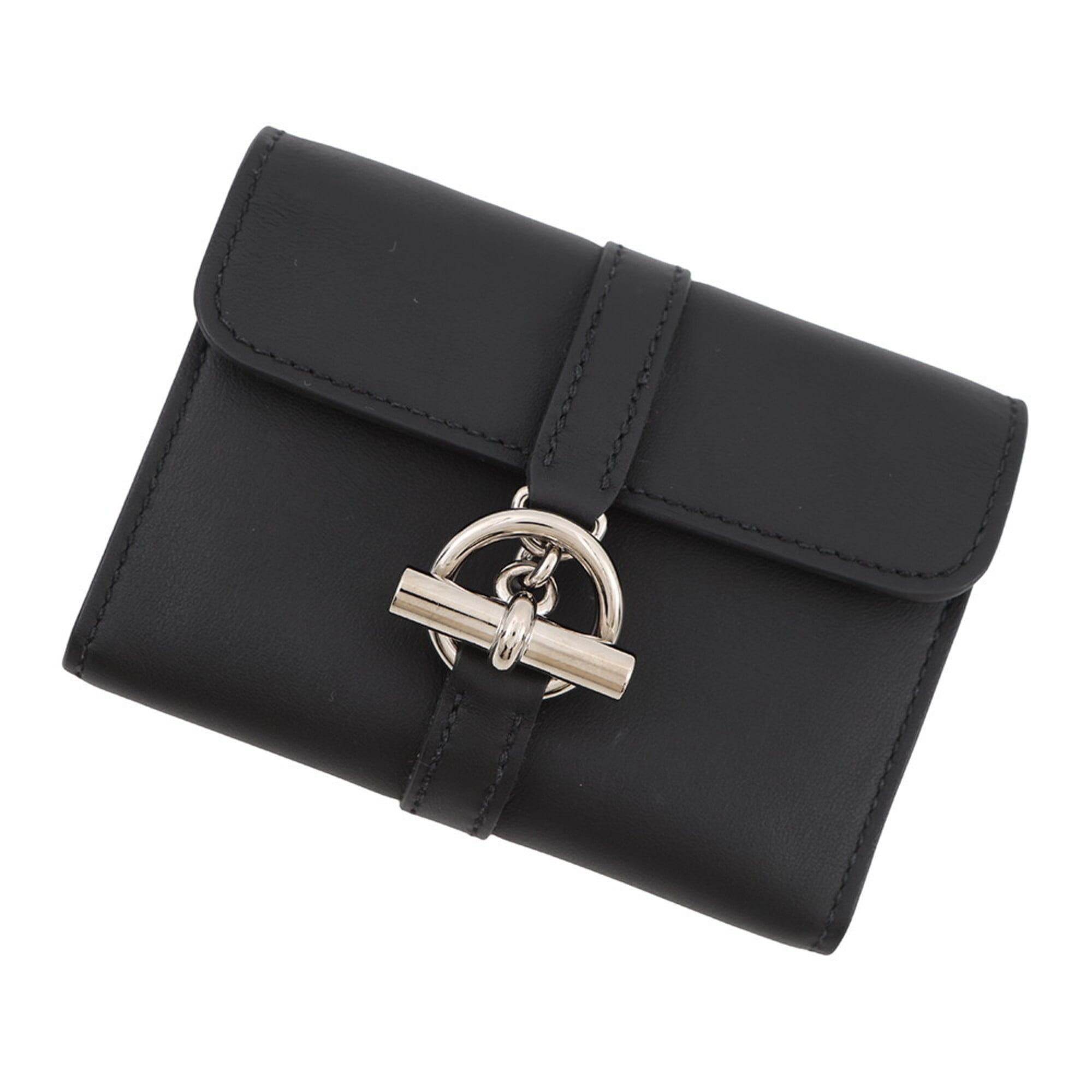 Hermes Kara Black Swift Leather Coin Purse/Coin Case (Pre-Owned)