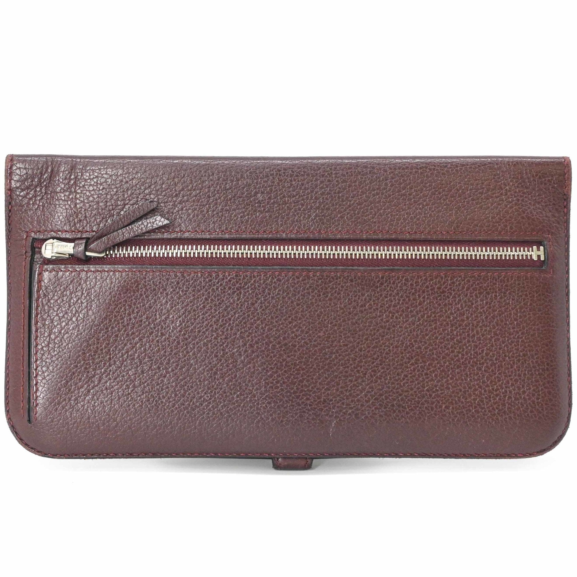 Hermes Dogon Brown Taurillon Clemence Leather Long Wallet (Bi-Fold) (Pre-Owned)