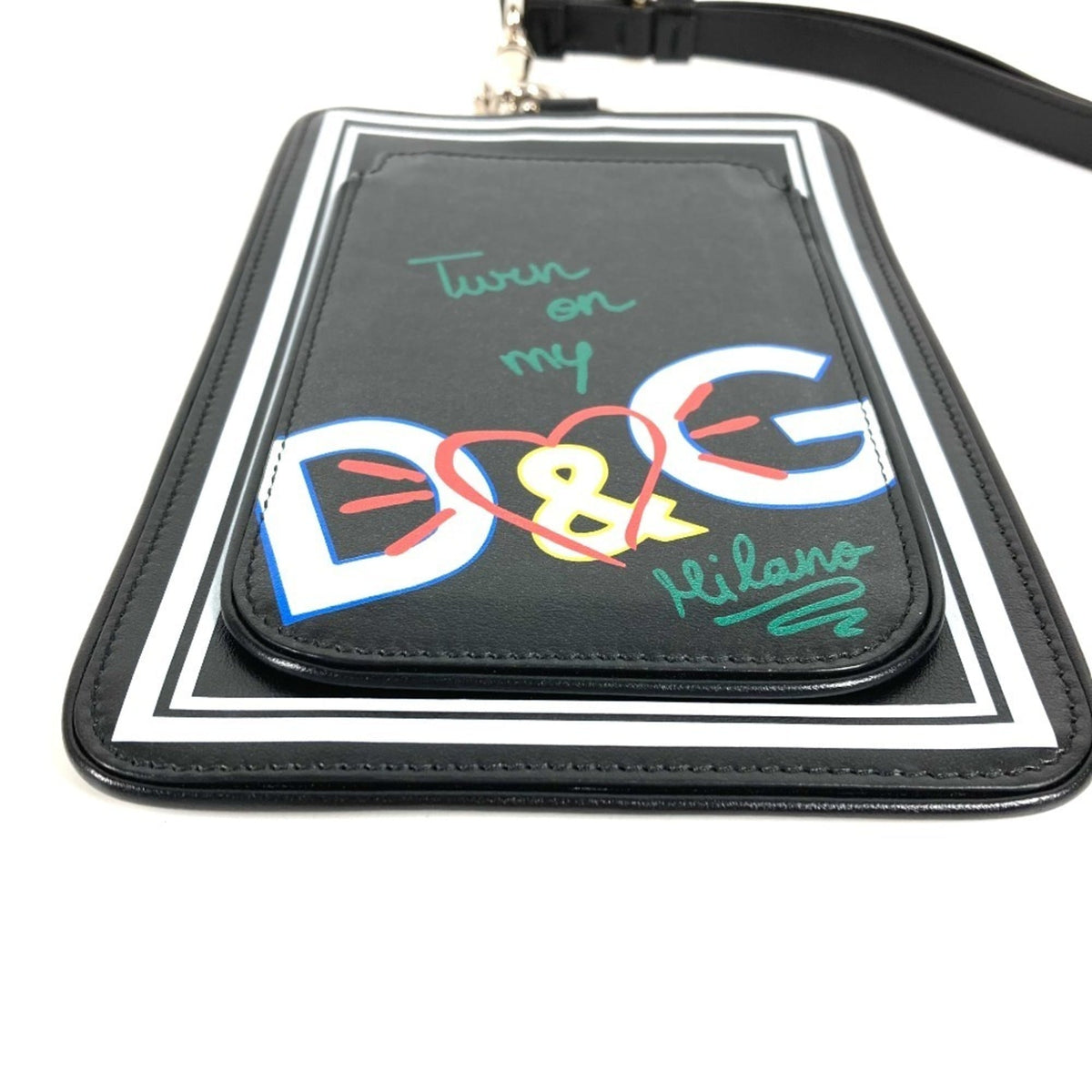 Dolce & Gabbana Black Leather Handbag Pouch (Pre-Owned)